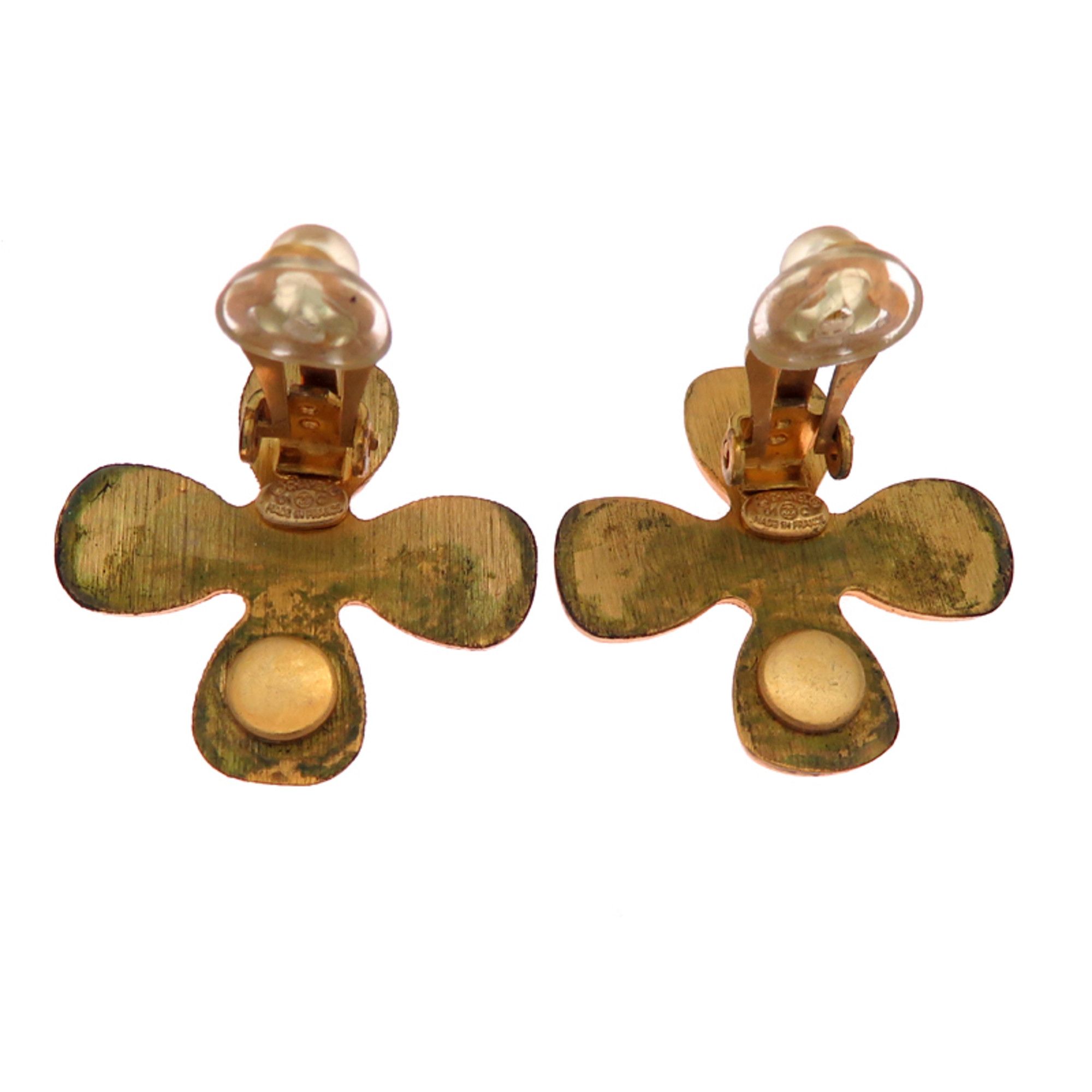 Chanel Chanel Coco Mark Clover Women's Earrings GP Size ONE SIZE - 5 Thumbnail