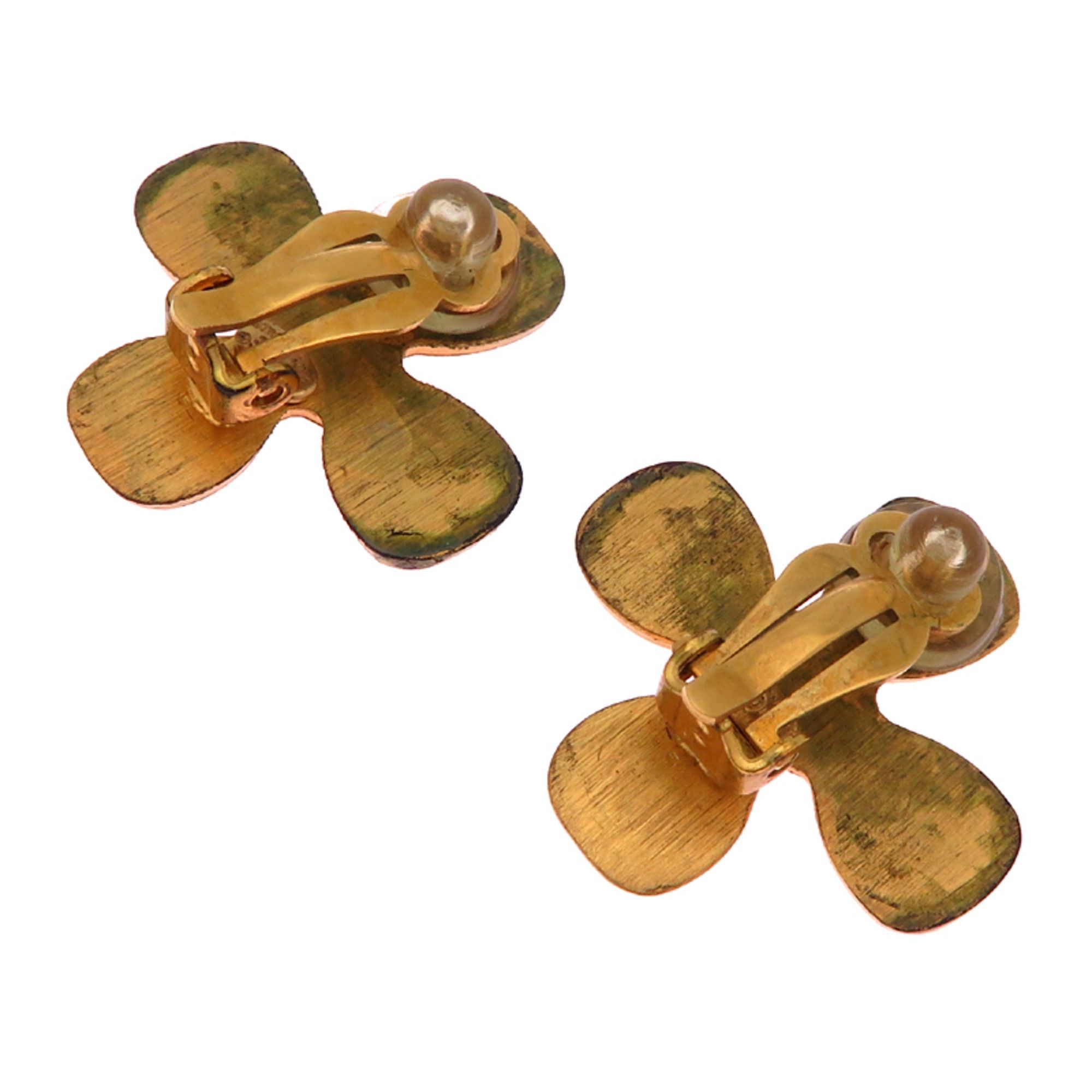 Chanel Chanel Coco Mark Clover Women's Earrings GP Size ONE SIZE - 8 Thumbnail