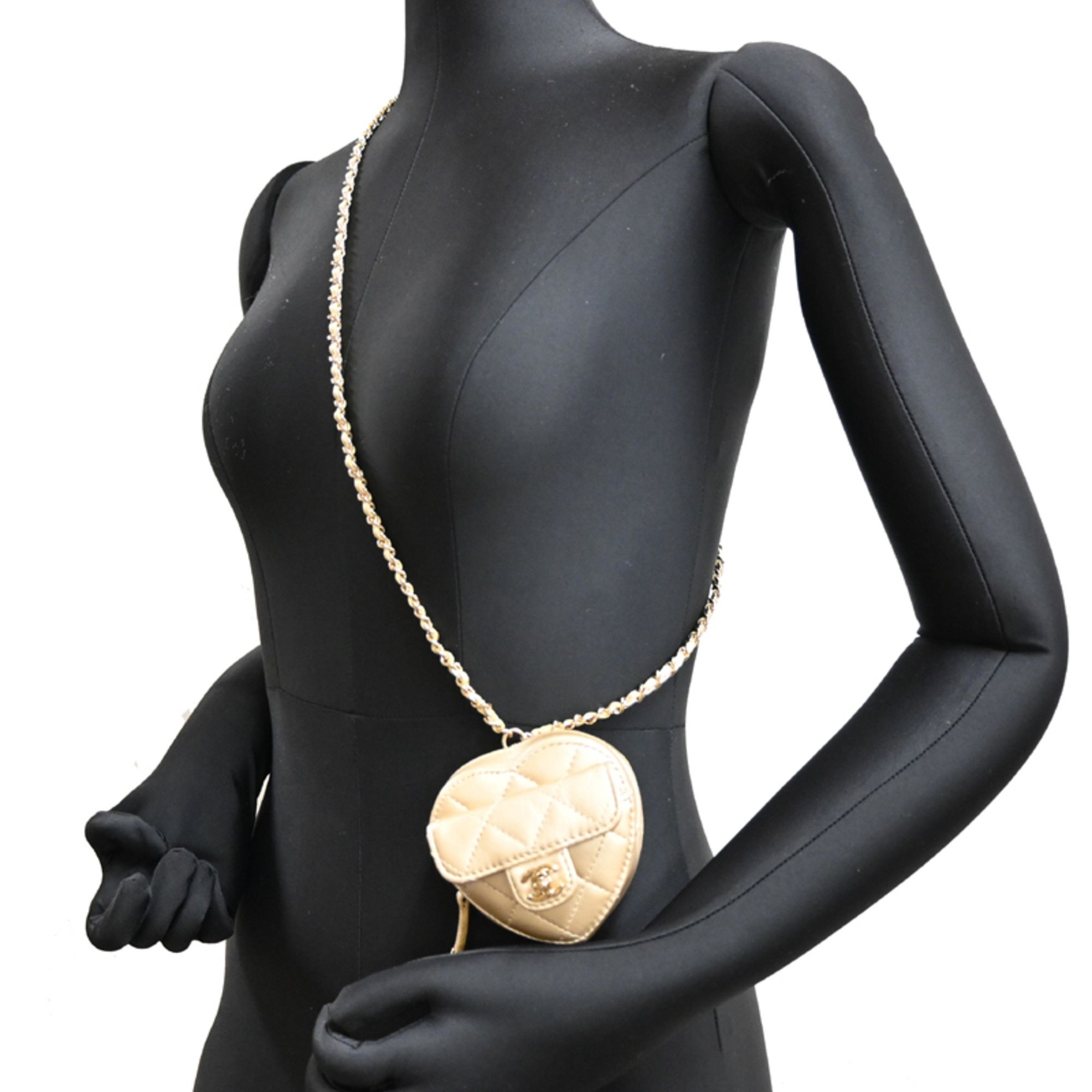Chanel Chanel Matelasse Coco Mark Mini Heart Chain Shoulder Bag with Gold Hardware, Women's Coin Case, AP2783, Lambskin, Size ONE SIZE - 9 Thumbnail