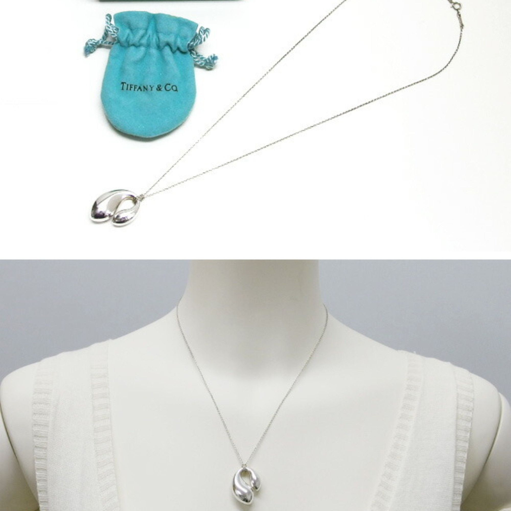 Tiffany double teardrop chain silver necklace large