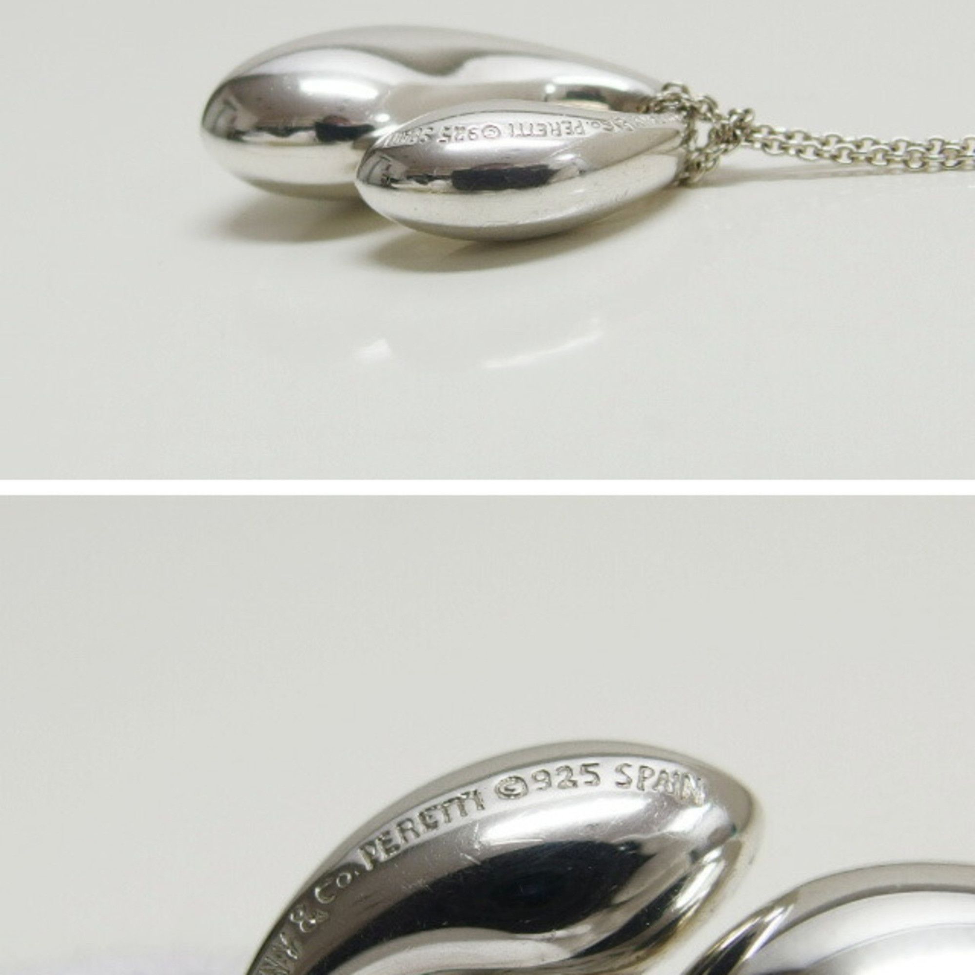 Tiffany double teardrop chain silver necklace large