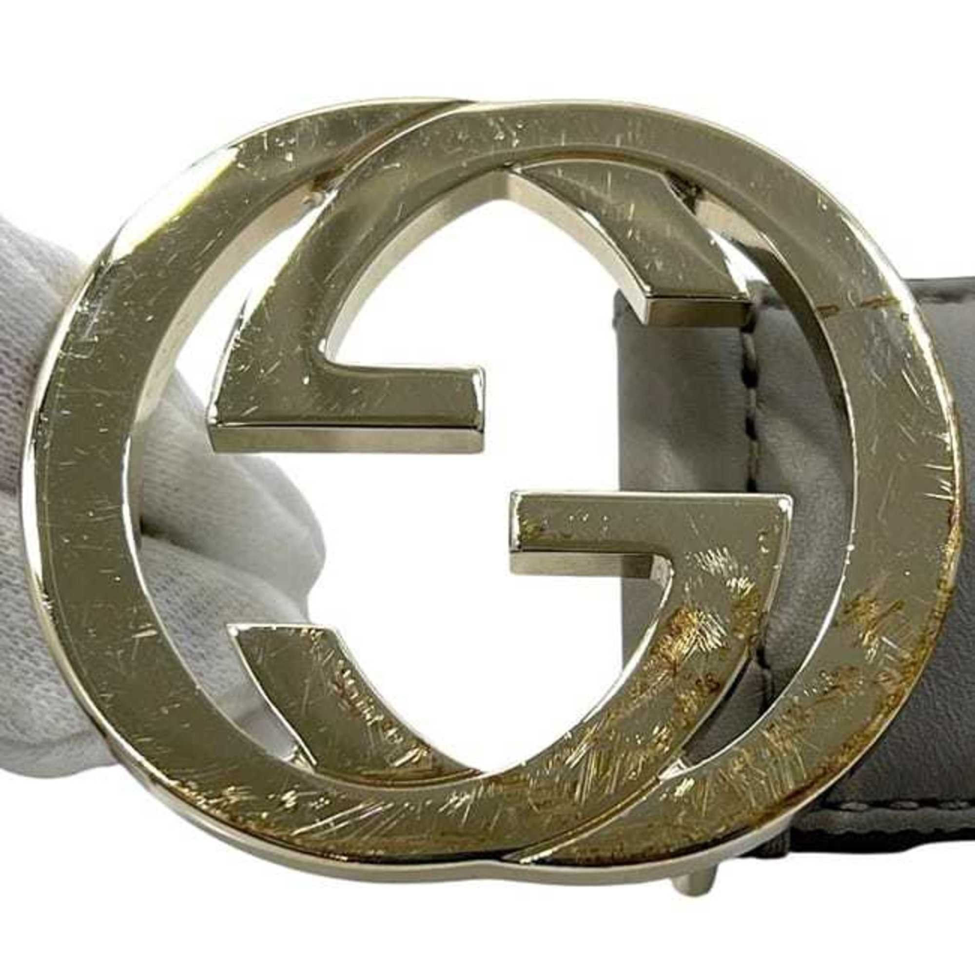 Gucci Gucci Belt ec-24406 Gray Interlocking 546386 AP00G 85 34 480199 Waist 90cm Leather GUCCI GG Buckle Men's Women's Size ONE SIZE - 9 Thumbnail
