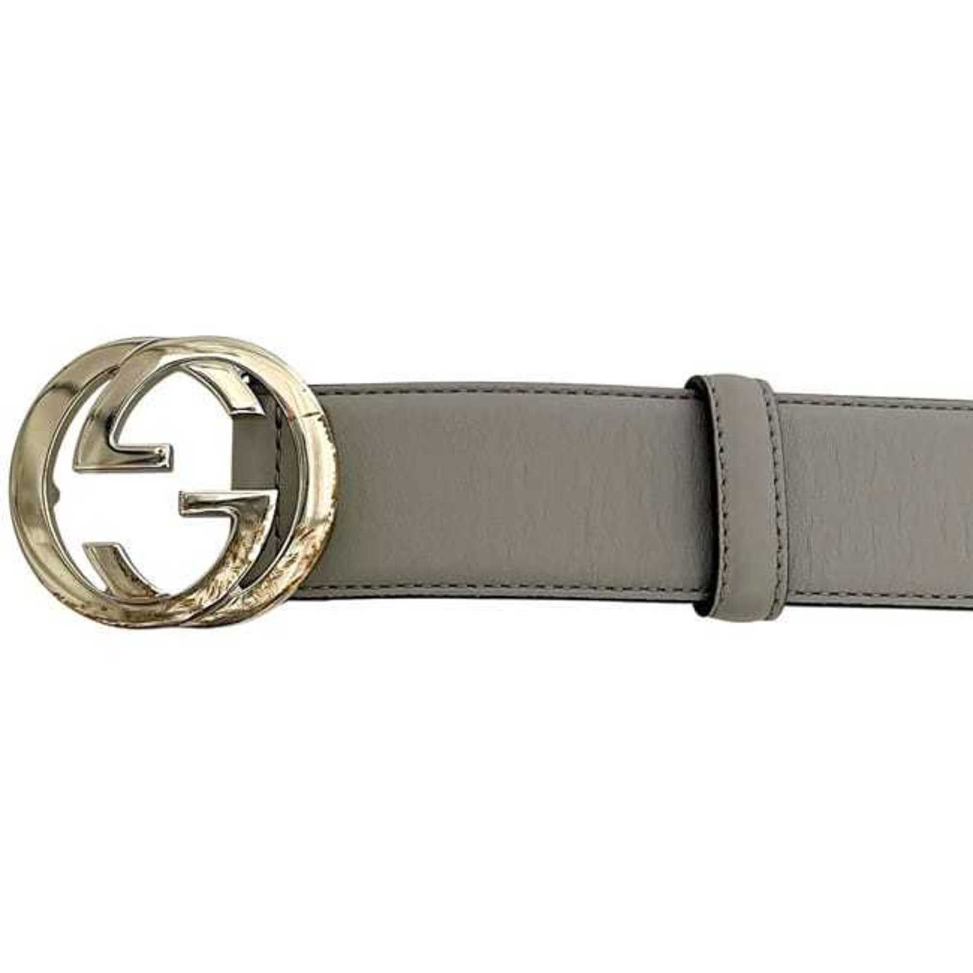 Gucci Gucci Belt ec-24406 Gray Interlocking 546386 AP00G 85 34 480199 Waist 90cm Leather GUCCI GG Buckle Men's Women's Size ONE SIZE - 4 Thumbnail