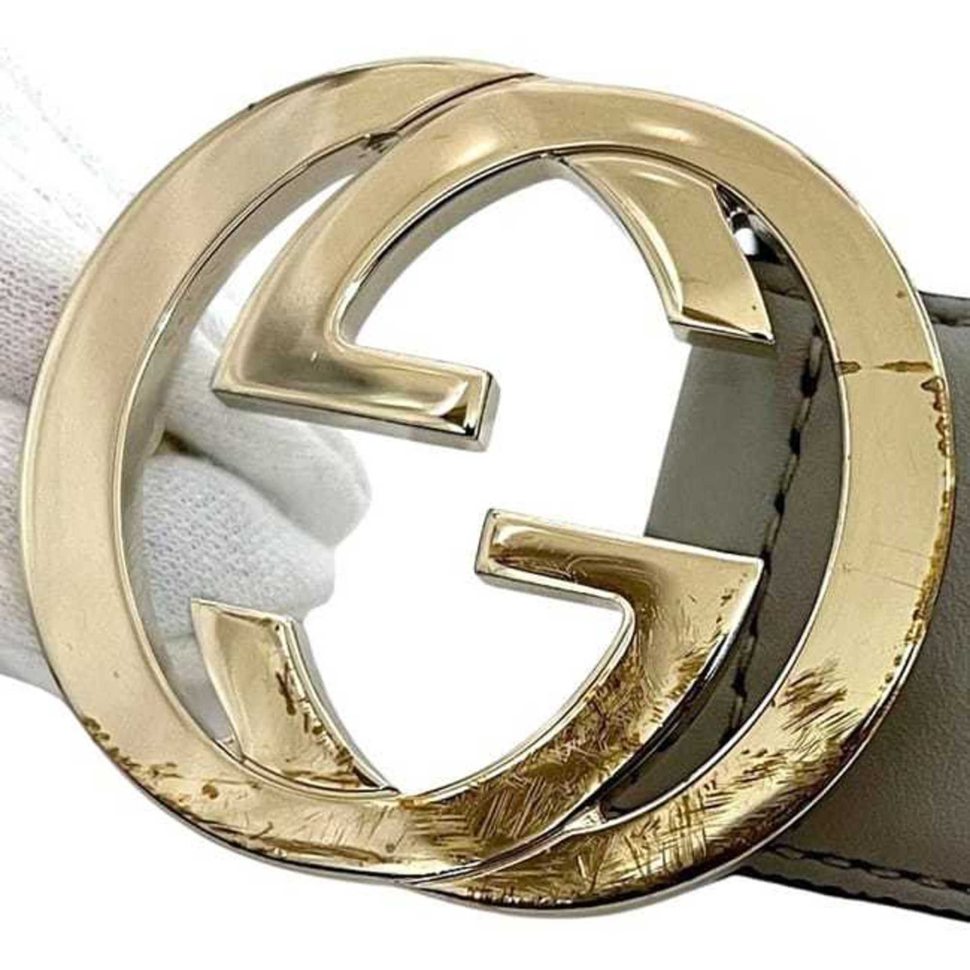Gucci Gucci Belt ec-24406 Gray Interlocking 546386 AP00G 85 34 480199 Waist 90cm Leather GUCCI GG Buckle Men's Women's Size ONE SIZE - 8 Thumbnail