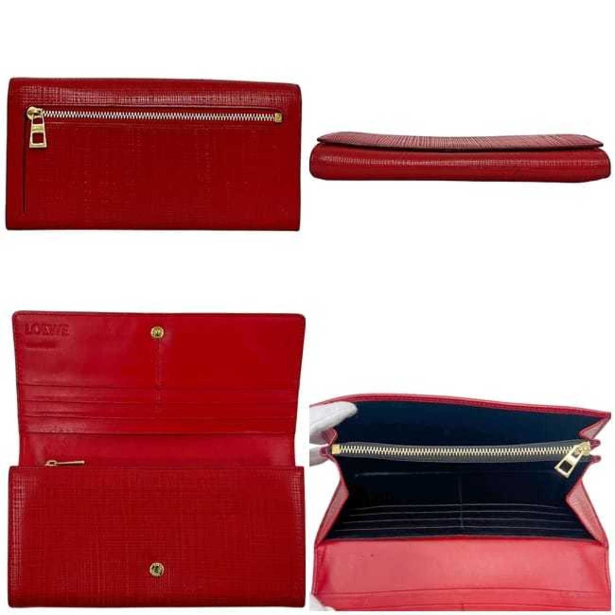 Loewe Loewe bifold long wallet ec-24326 red linen and leather 10188K98 061509 LOEWE for men women with anagram print Size ONE SIZE - 3 Thumbnail