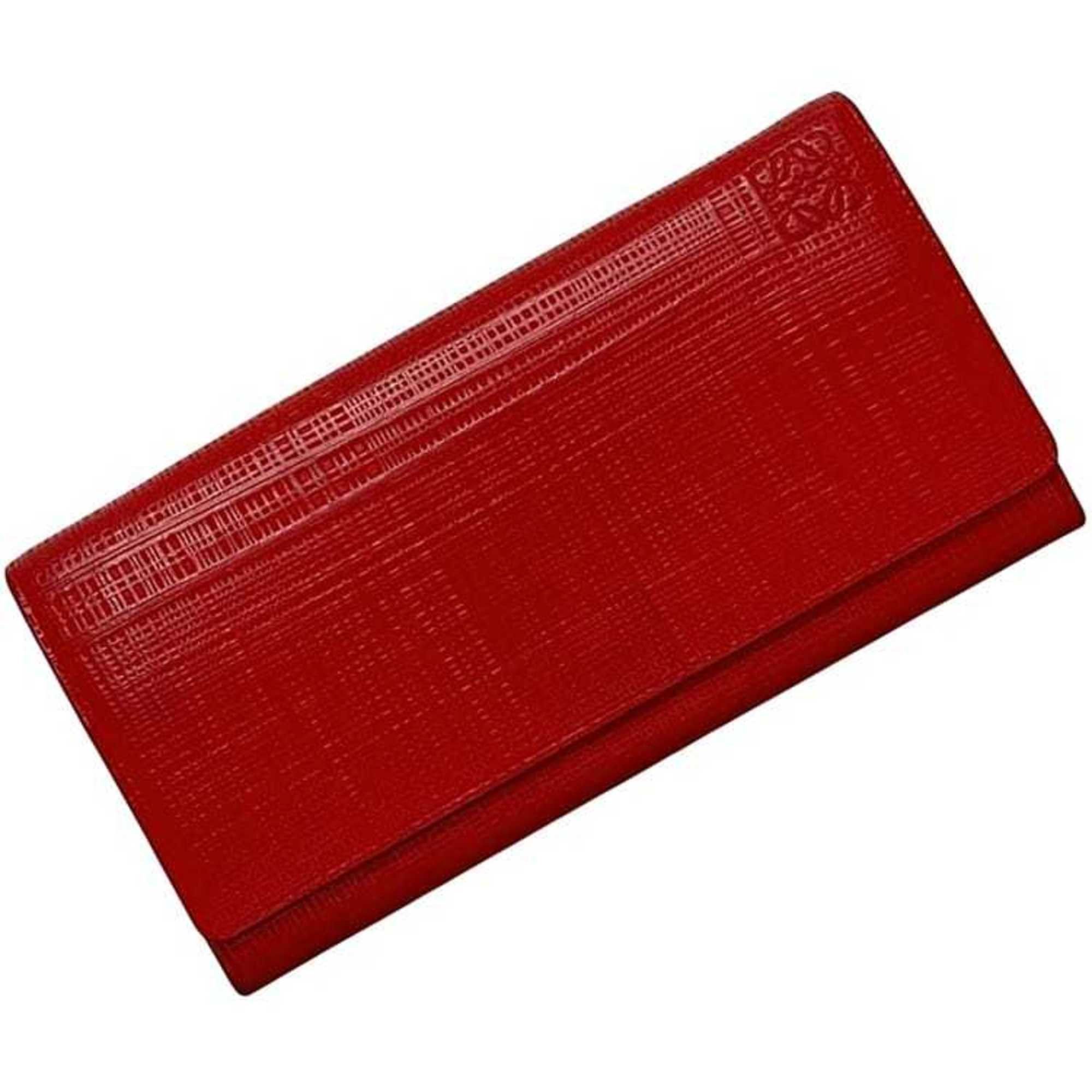 Loewe Loewe bifold long wallet ec-24326 red linen and leather 10188K98 061509 LOEWE for men women with anagram print Size ONE SIZE - 2 Thumbnail
