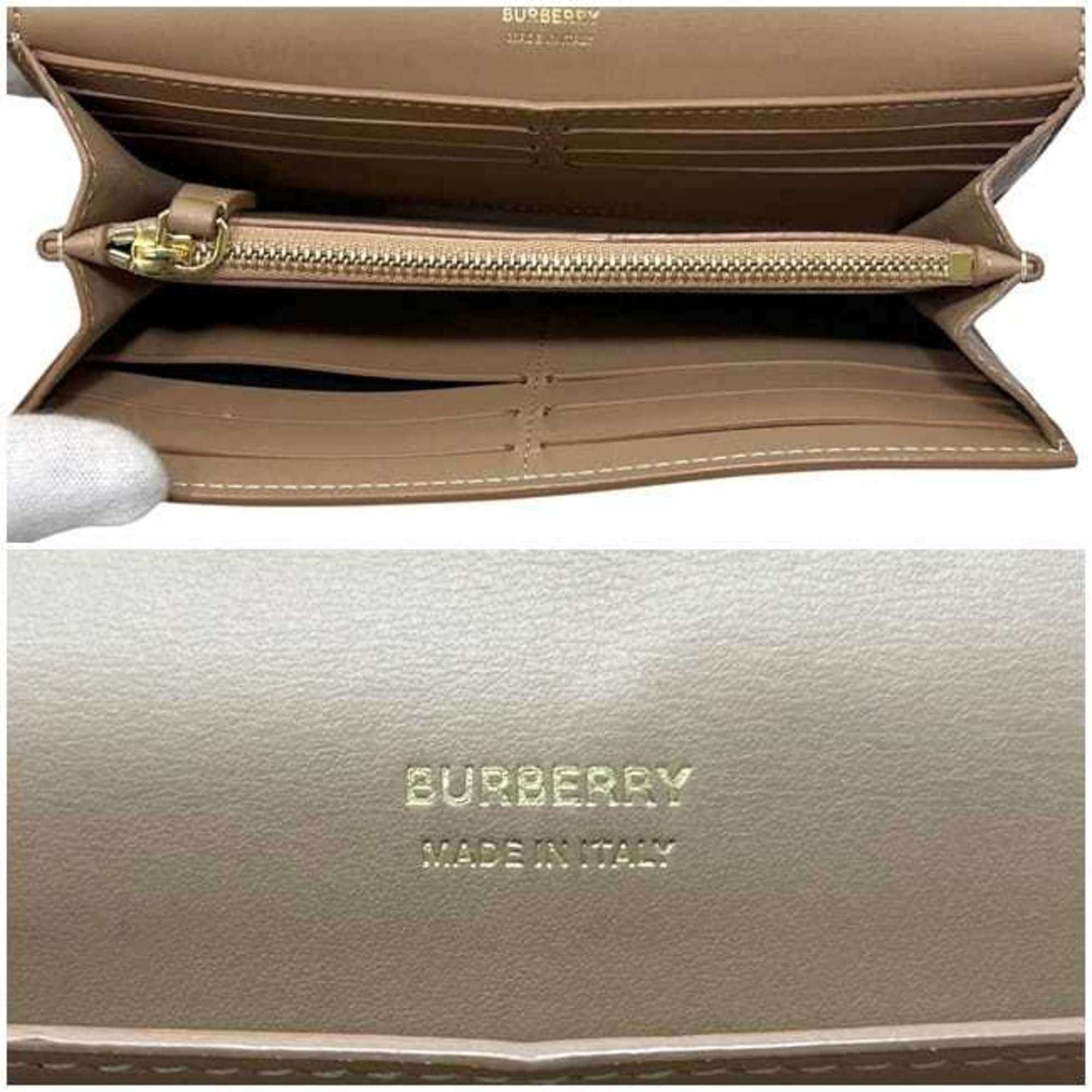 Burberry Burberry bifold long wallet f-24432 beige brown TB 8059622 1 leather BURBERRY two-tone men's women's Size ONE SIZE - 4 Thumbnail
