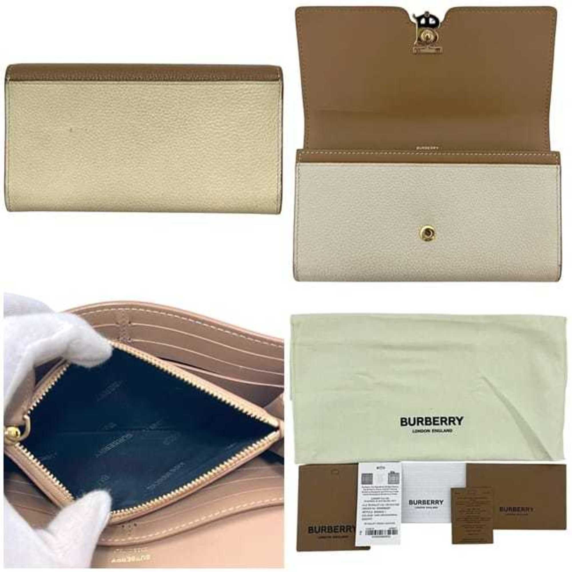 Burberry Burberry bifold long wallet f-24432 beige brown TB 8059622 1 leather BURBERRY two-tone men's women's Size ONE SIZE - 3 Thumbnail
