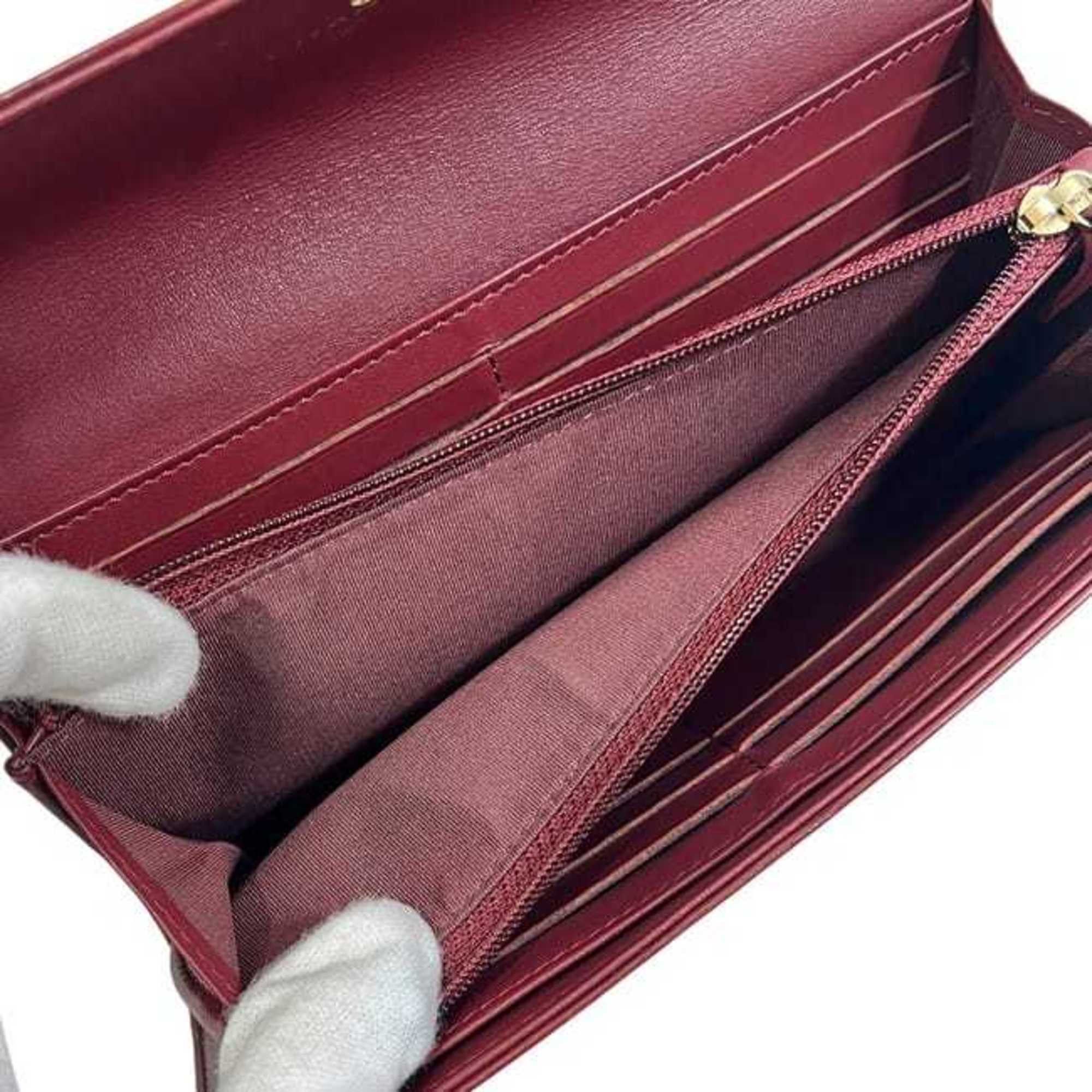 Chanel Chanel bifold long wallet f-24347, Bordeaux, Burgundy, Coco Mark, A50070, 23 series, leather, 26234402, CHANEL, wine red, men's, women's, unisex, stitching, f-243347 Size ONE SIZE - 11 Thumbnail