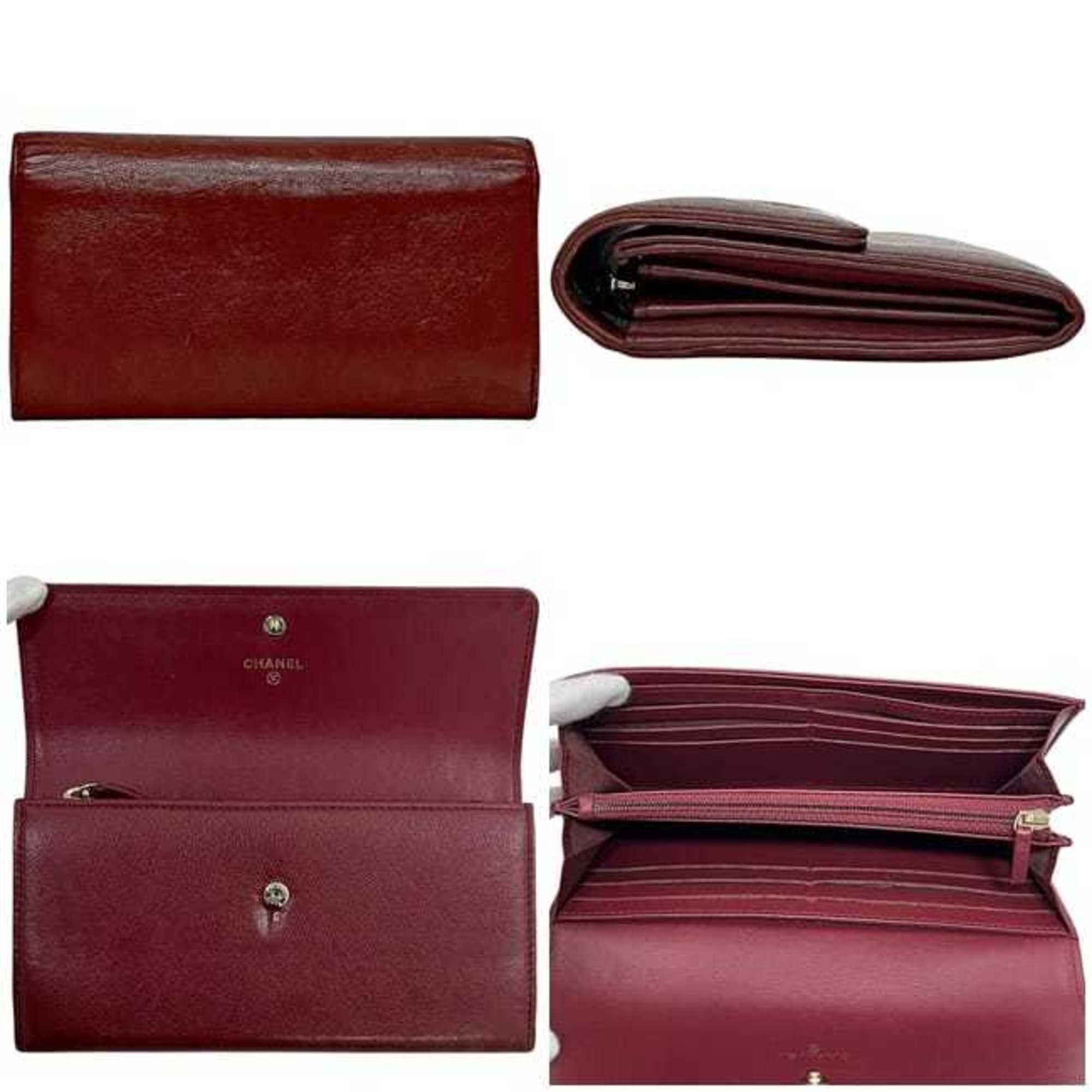 Chanel Chanel bifold long wallet f-24347, Bordeaux, Burgundy, Coco Mark, A50070, 23 series, leather, 26234402, CHANEL, wine red, men's, women's, unisex, stitching, f-243347 Size ONE SIZE - 3 Thumbnail