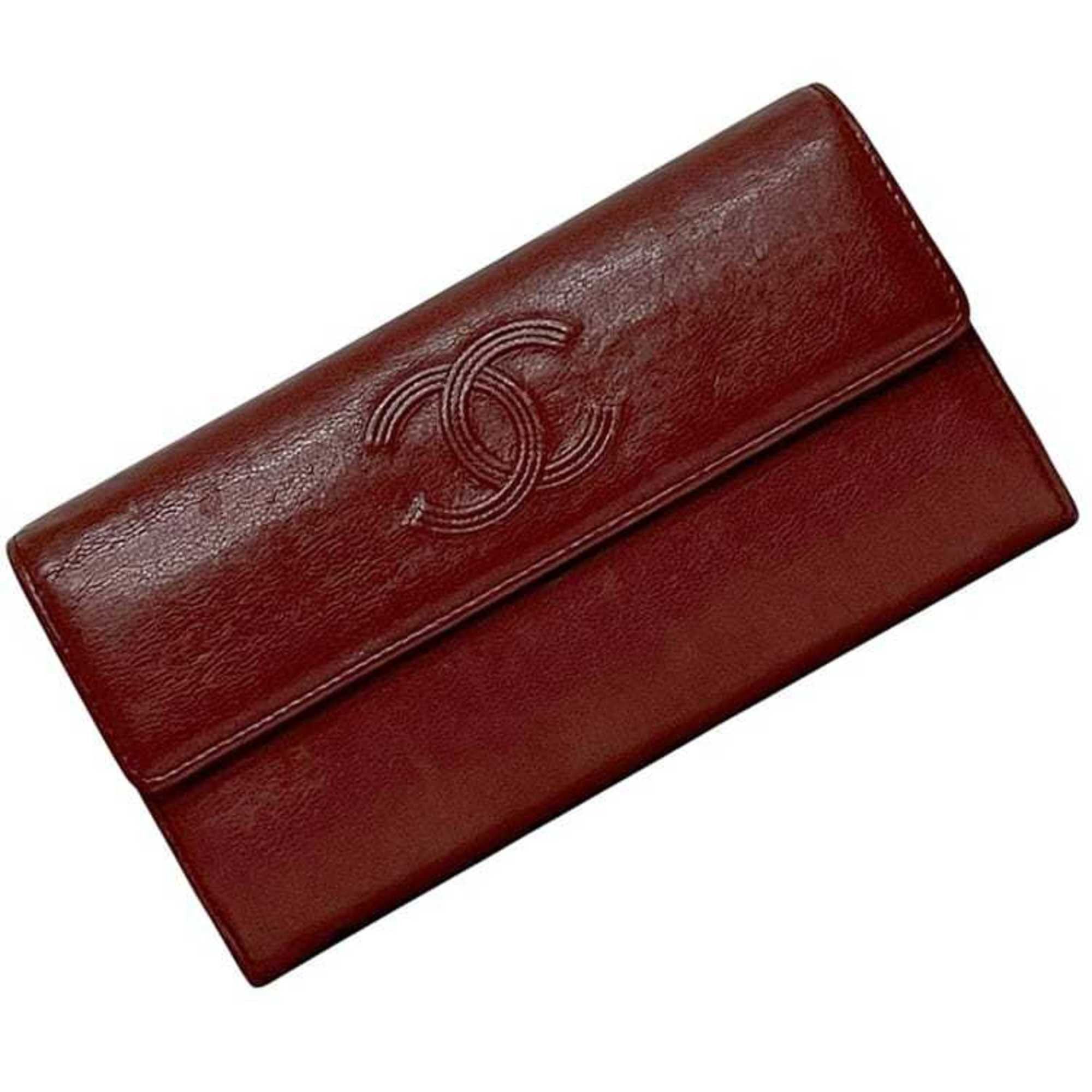 Chanel Chanel bifold long wallet f-24347, Bordeaux, Burgundy, Coco Mark, A50070, 23 series, leather, 26234402, CHANEL, wine red, men's, women's, unisex, stitching, f-243347 Size ONE SIZE - 2 Thumbnail
