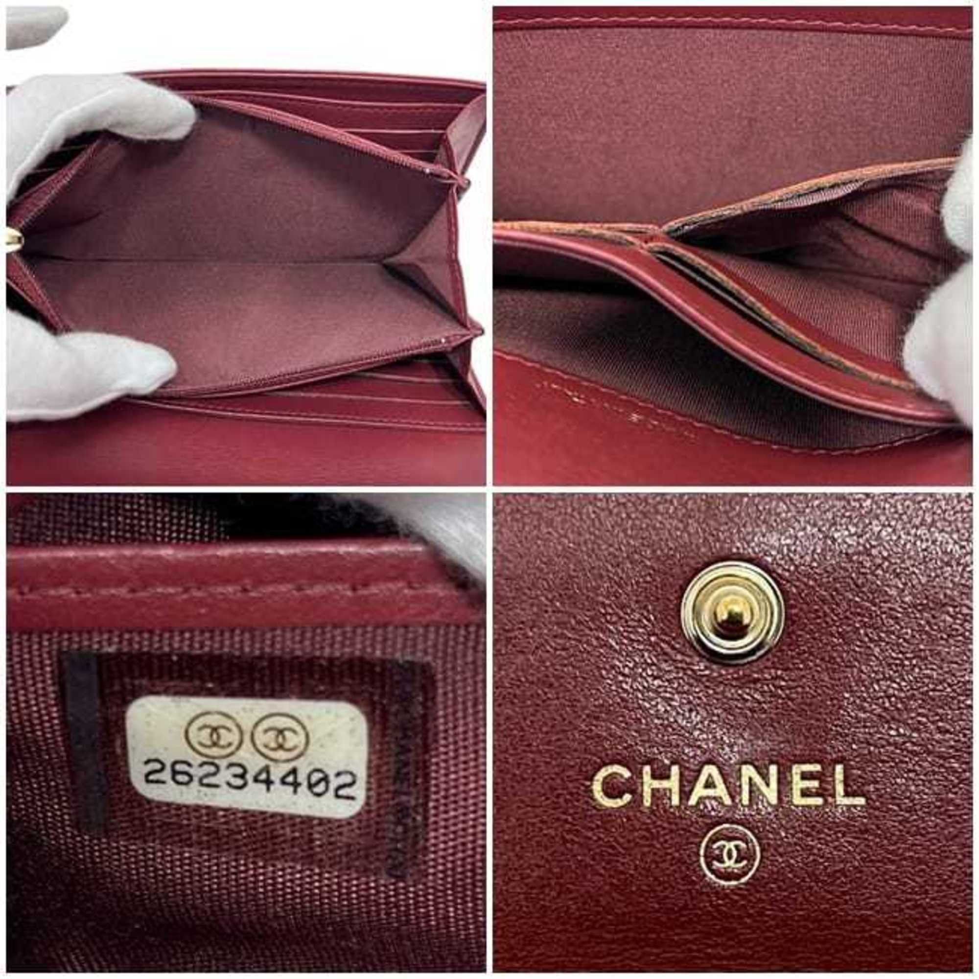 Chanel Chanel bifold long wallet f-24347, Bordeaux, Burgundy, Coco Mark, A50070, 23 series, leather, 26234402, CHANEL, wine red, men's, women's, unisex, stitching, f-243347 Size ONE SIZE - 5 Thumbnail
