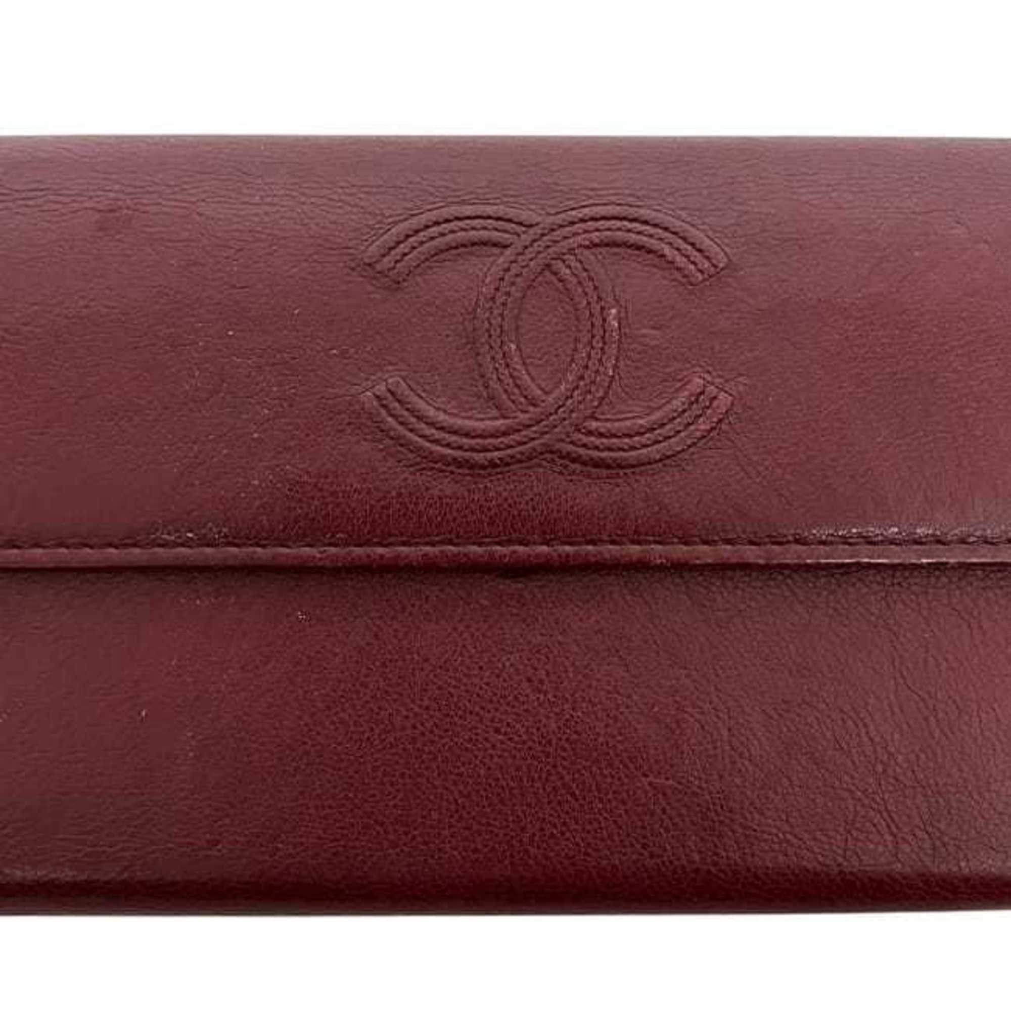 Chanel Chanel bifold long wallet f-24347, Bordeaux, Burgundy, Coco Mark, A50070, 23 series, leather, 26234402, CHANEL, wine red, men's, women's, unisex, stitching, f-243347 Size ONE SIZE - 9 Thumbnail