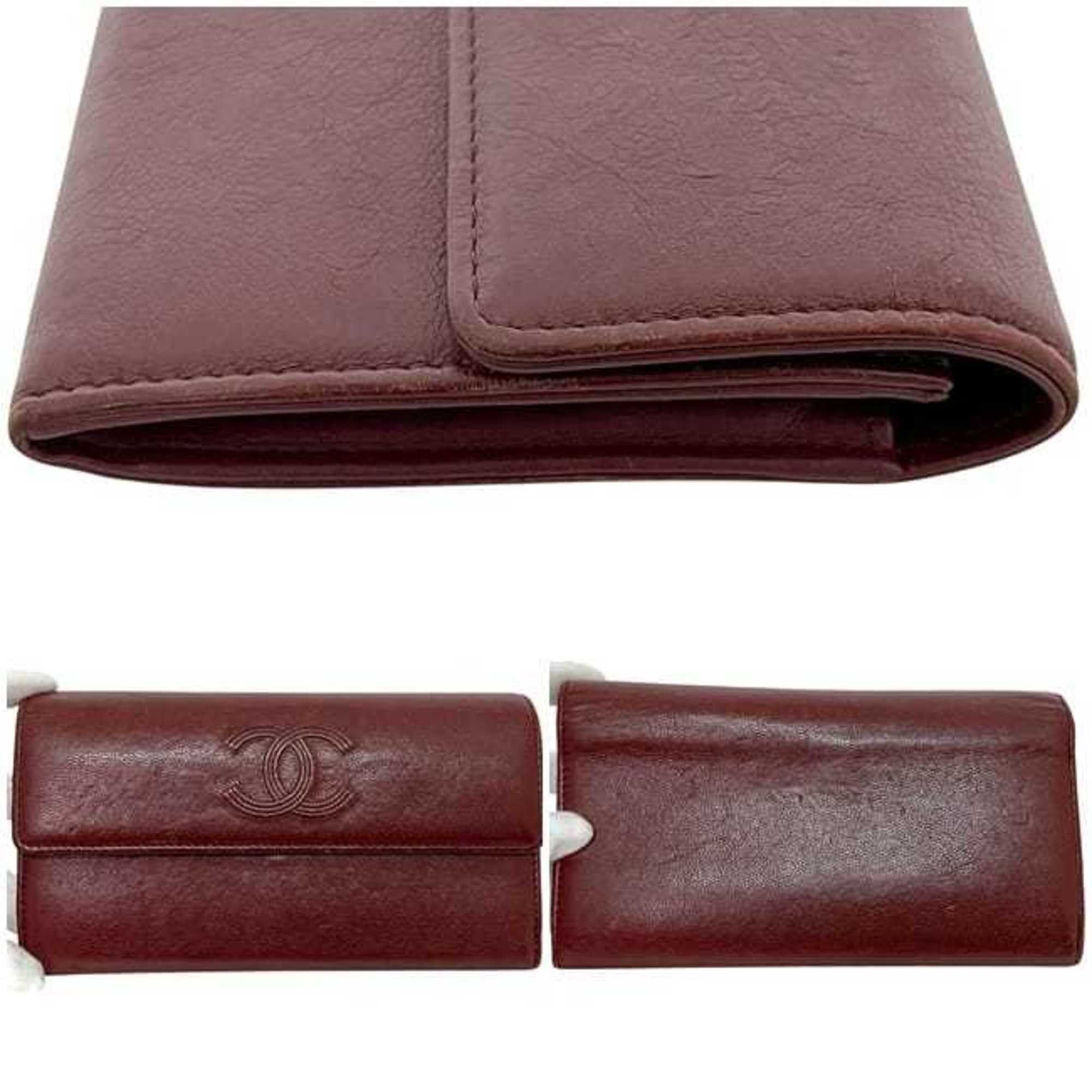 Chanel Chanel bifold long wallet f-24347, Bordeaux, Burgundy, Coco Mark, A50070, 23 series, leather, 26234402, CHANEL, wine red, men's, women's, unisex, stitching, f-243347 Size ONE SIZE - 4 Thumbnail