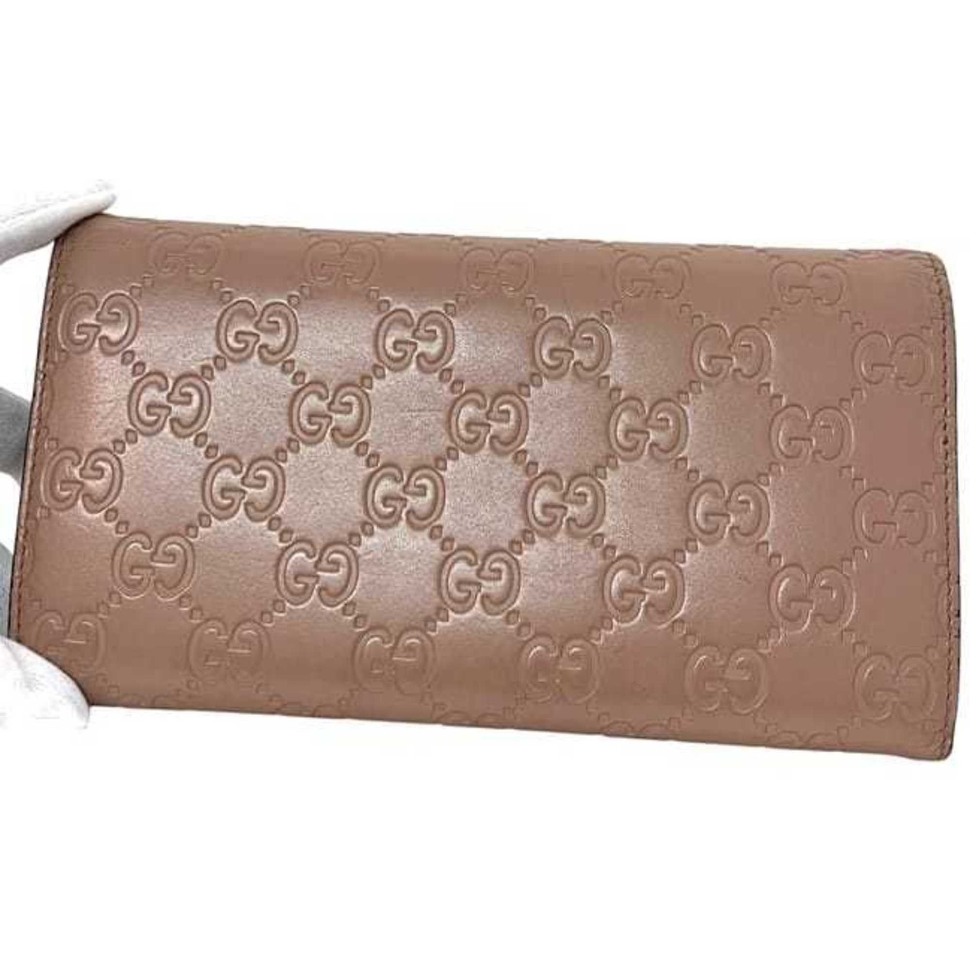Gucci Gucci Bifold Long Wallet ec-24305 Pink Beige Stripe 388679 Leather 0959 GUCCI Ribbon GG Embossed Women's Size ONE SIZE - 11 Thumbnail