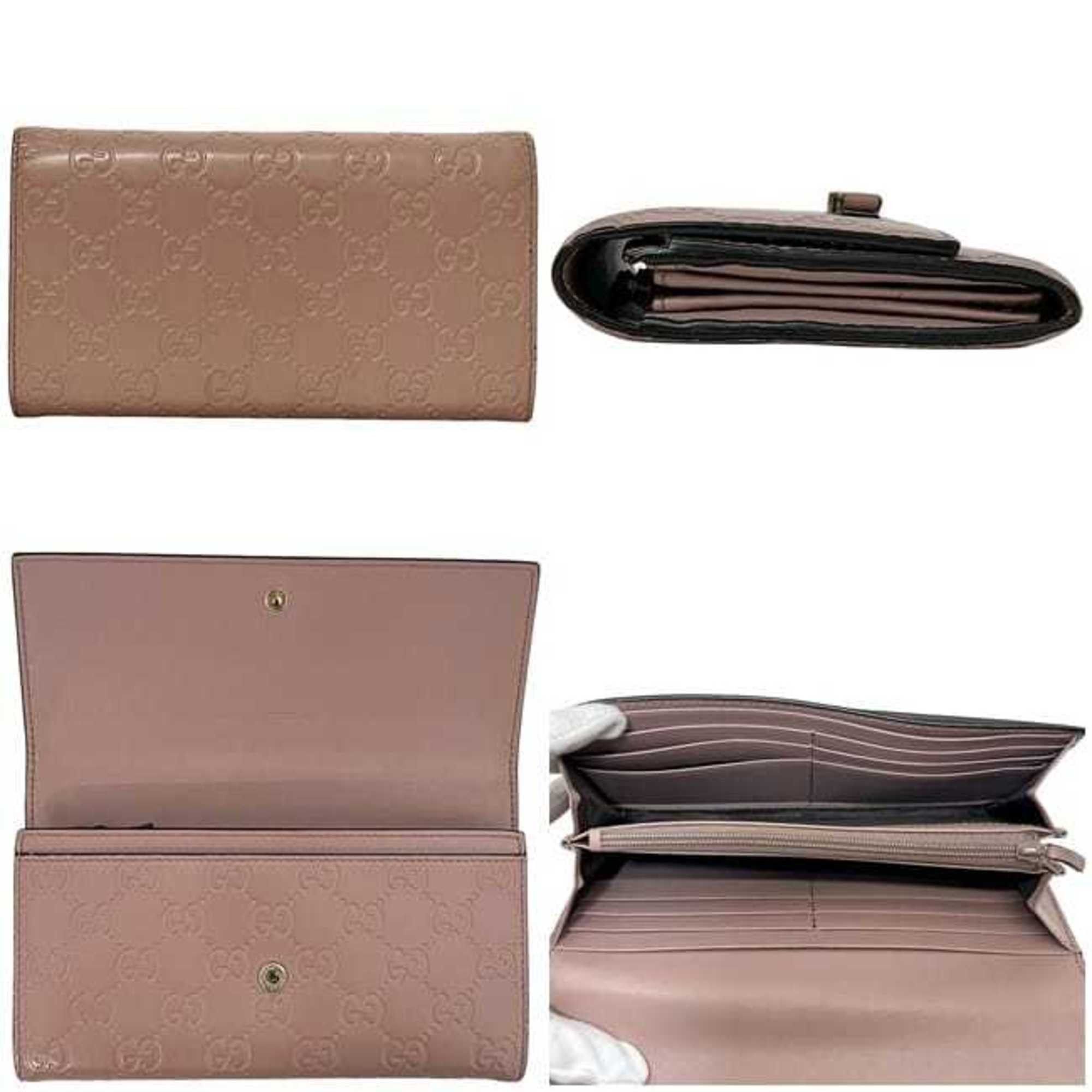 Gucci Gucci Bifold Long Wallet ec-24305 Pink Beige Stripe 388679 Leather 0959 GUCCI Ribbon GG Embossed Women's Size ONE SIZE - 3 Thumbnail