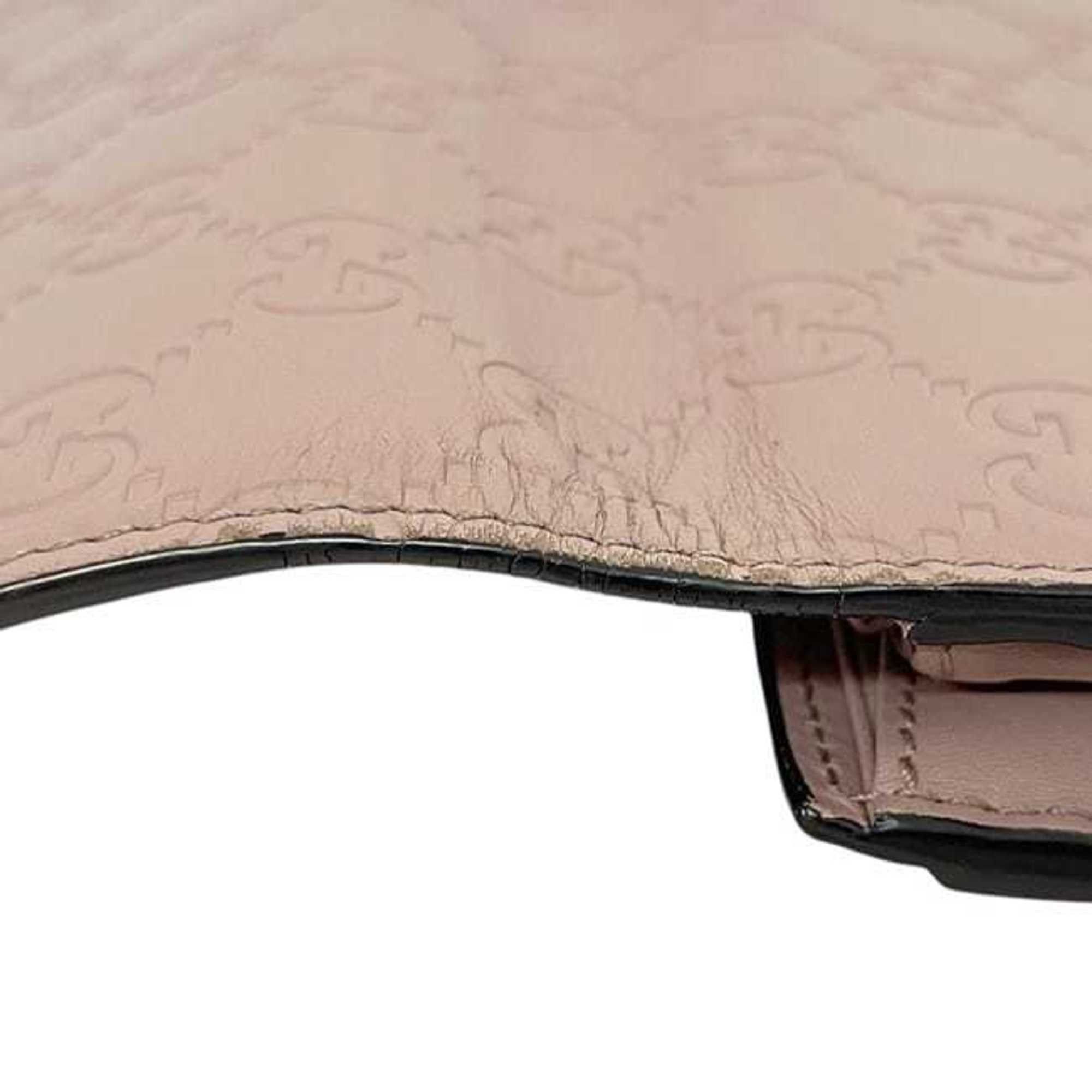 Gucci Gucci Bifold Long Wallet ec-24305 Pink Beige Stripe 388679 Leather 0959 GUCCI Ribbon GG Embossed Women's Size ONE SIZE - 8 Thumbnail