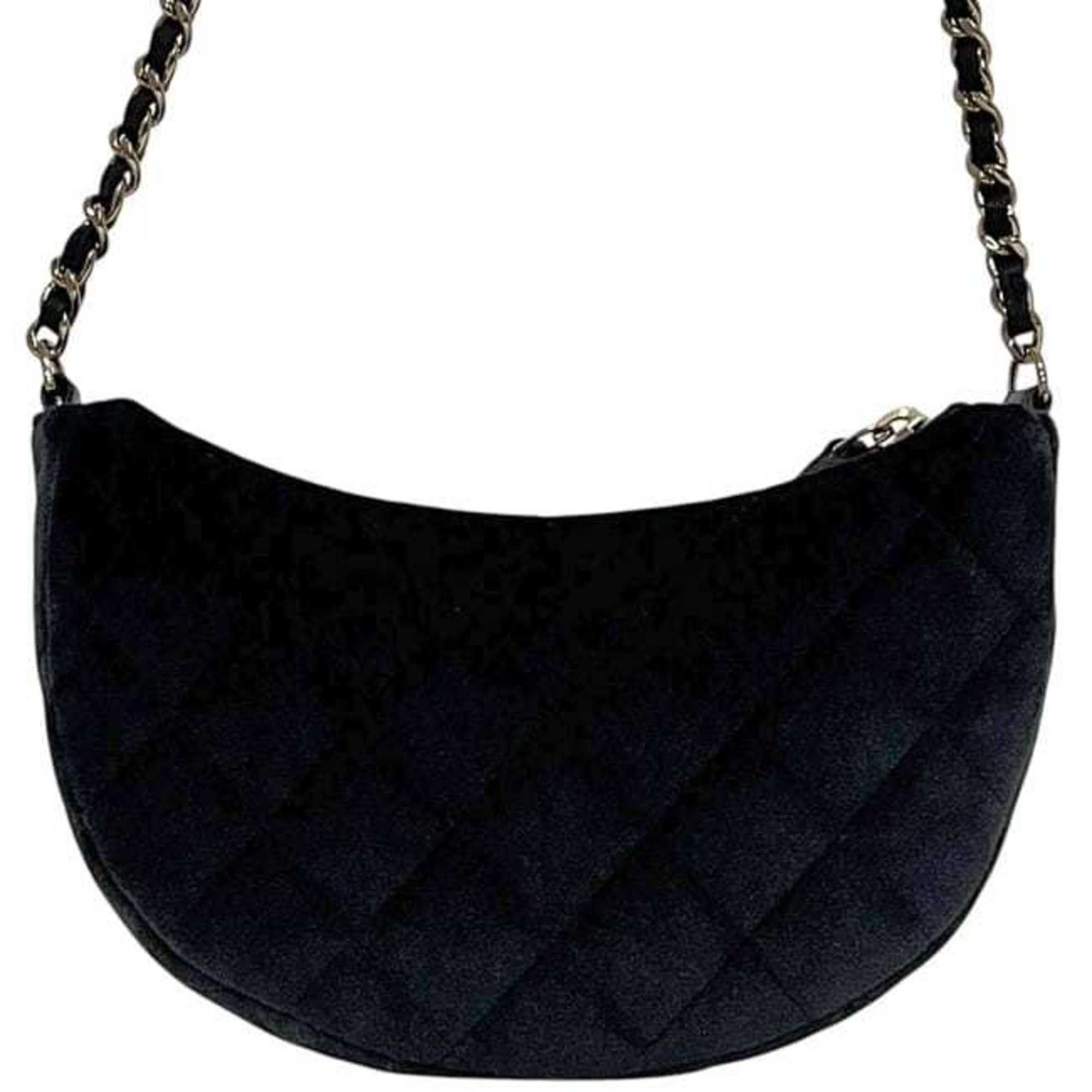 Chanel Chanel Half Moon Chain Shoulder Bag f-24440 Black 2024 Years Matelassé Velour C2G68T01 Random Seal CHANEL Coco Mark Rhinestone Crossbody Quilted Size ONE SIZE - 4 Thumbnail