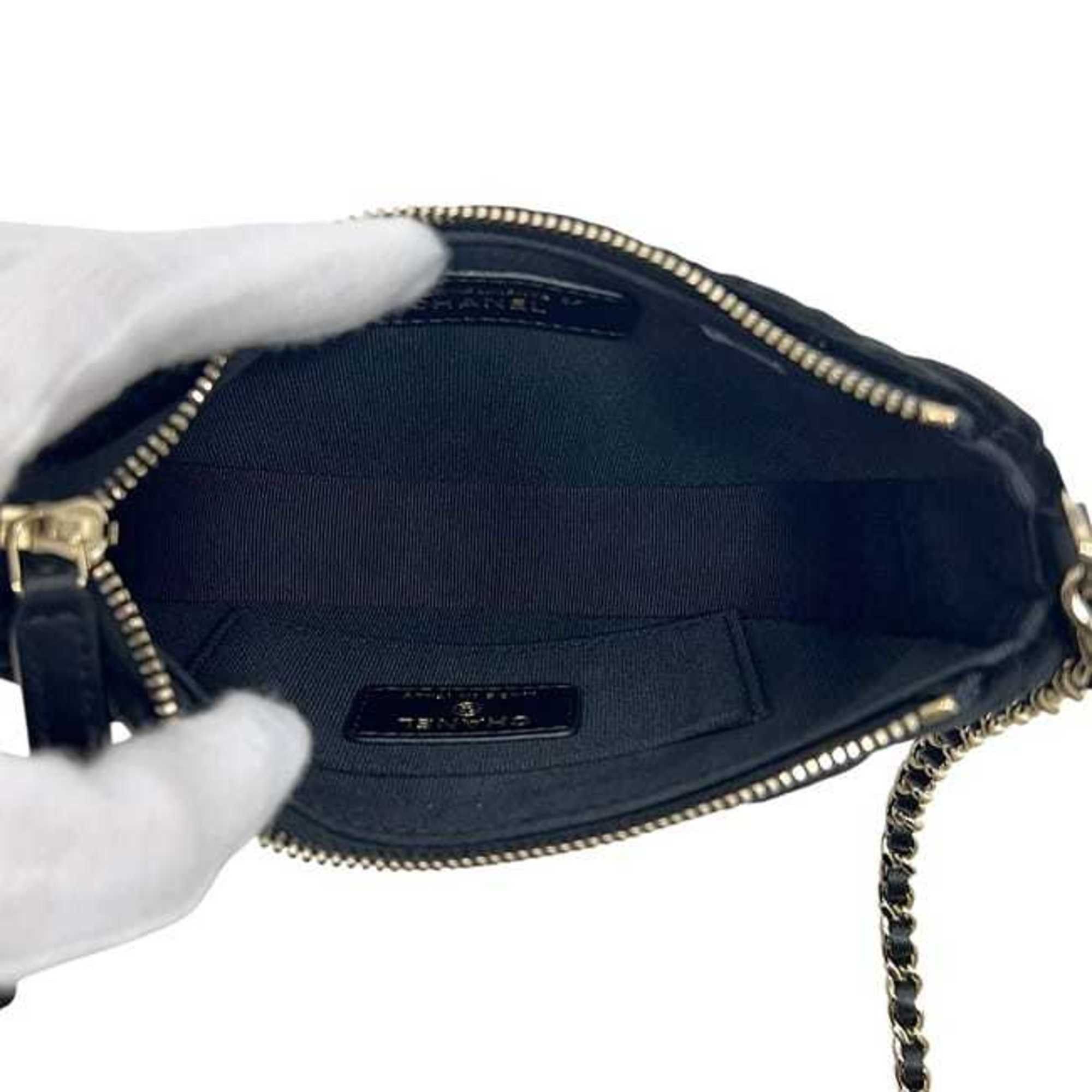 Chanel Chanel Half Moon Chain Shoulder Bag f-24440 Black 2024 Years Matelassé Velour C2G68T01 Random Seal CHANEL Coco Mark Rhinestone Crossbody Quilted Size ONE SIZE - 7 Thumbnail