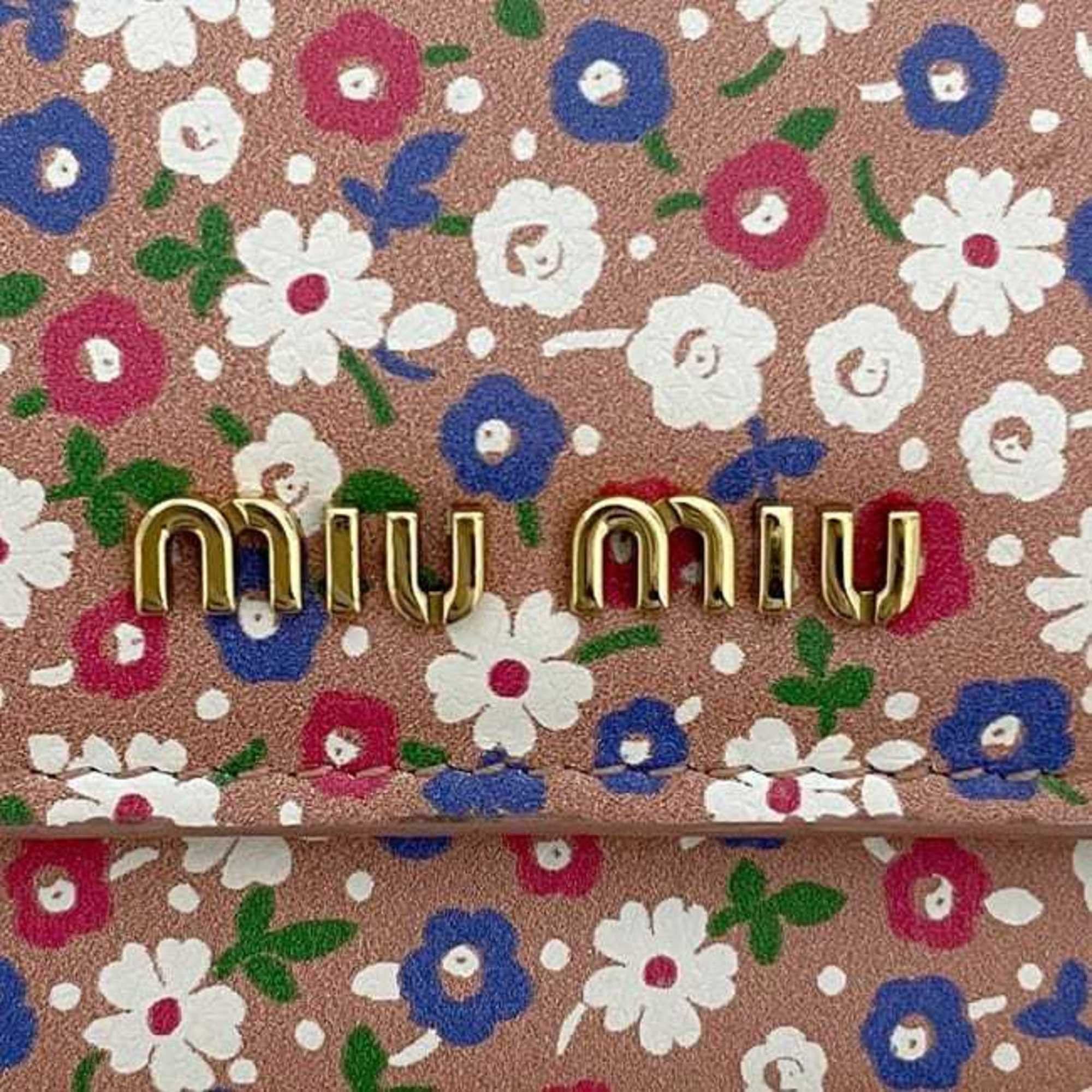 Miu Miu Miu Miu Miu Tri-fold Wallet ec-24412 Pink 5MH021 Leather 262 Flower Compact Mini Women's Size ONE SIZE - 5 Thumbnail