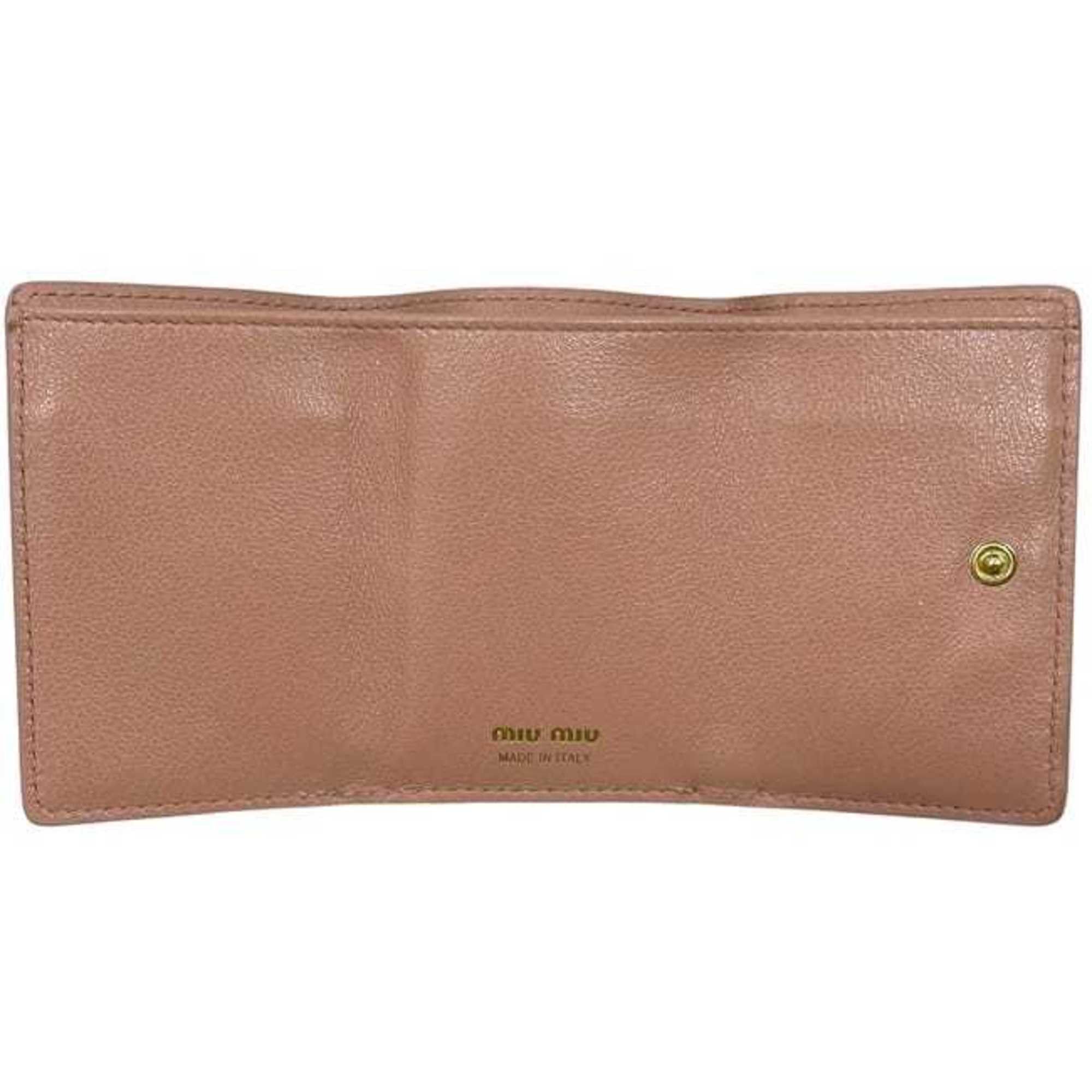 Miu Miu Miu Miu Miu Tri-fold Wallet ec-24412 Pink 5MH021 Leather 262 Flower Compact Mini Women's Size ONE SIZE - 6 Thumbnail