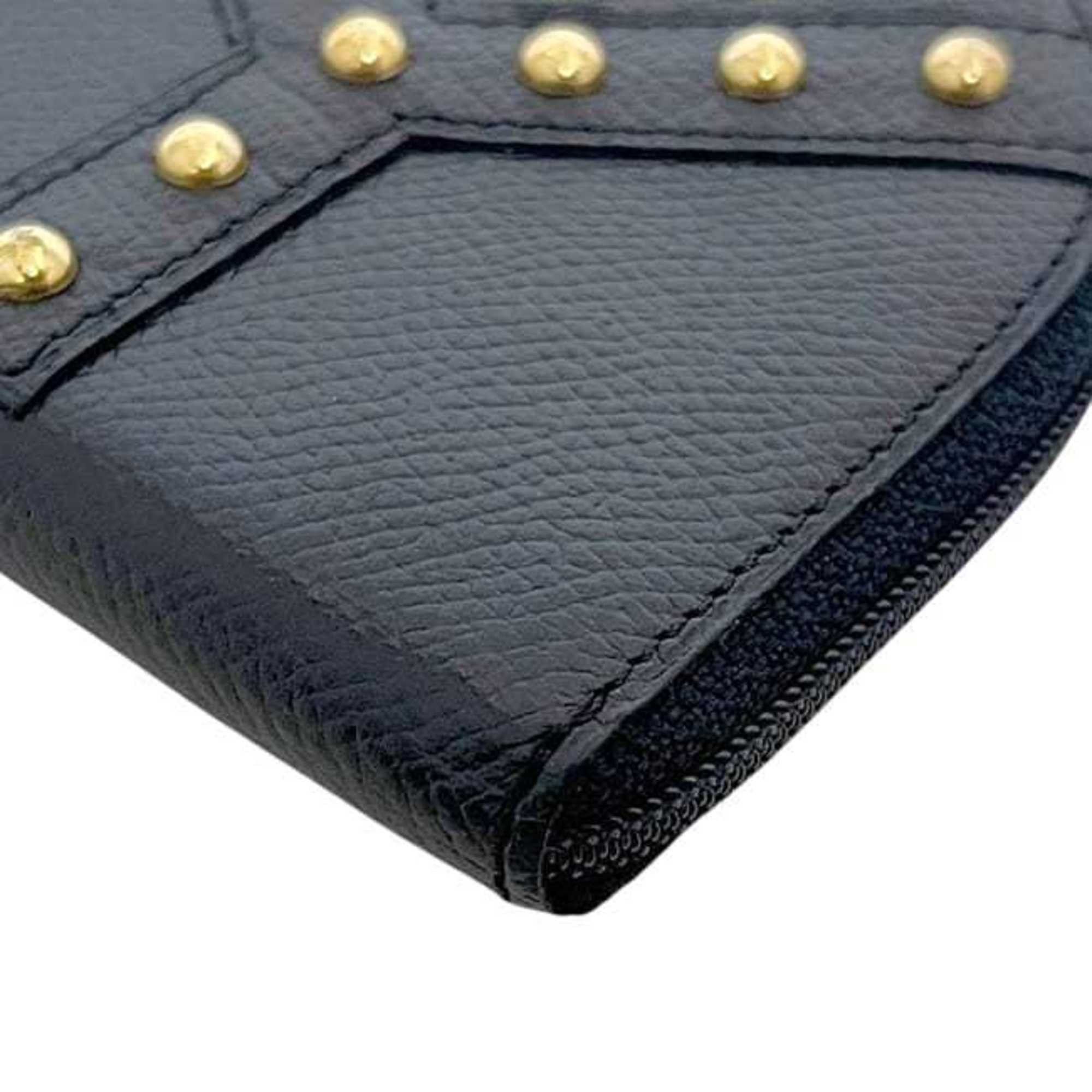 Yves Saint Laurent Yves Saint Laurent Coin Case ec-24317 Black Leather Studded Purse YVES SAINT LAURENT Y Compact Mini Wallet for Men and Women Grained Size ONE SIZE - 8 Thumbnail