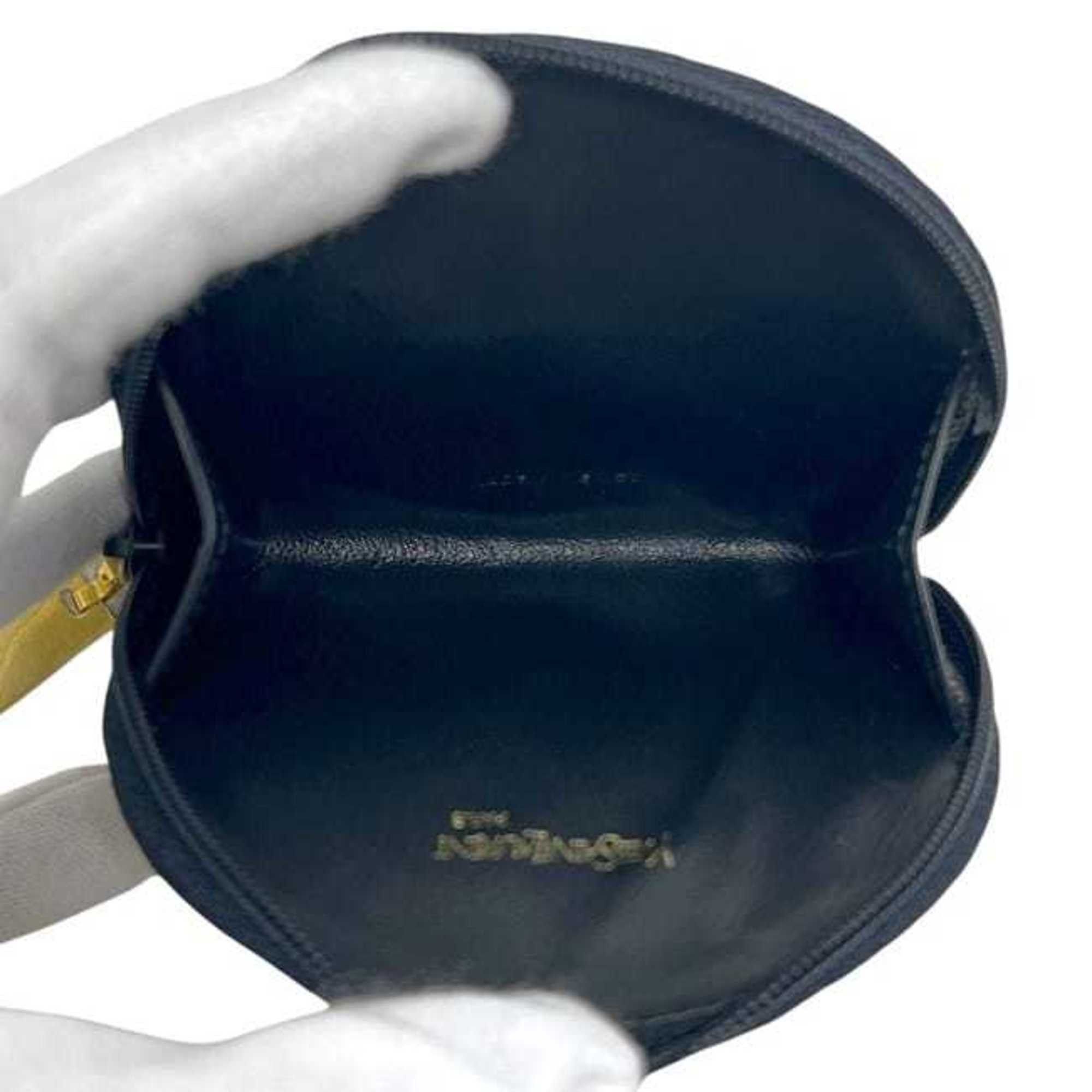 Yves Saint Laurent Yves Saint Laurent Coin Case ec-24317 Black Leather Studded Purse YVES SAINT LAURENT Y Compact Mini Wallet for Men and Women Grained Size ONE SIZE - 6 Thumbnail