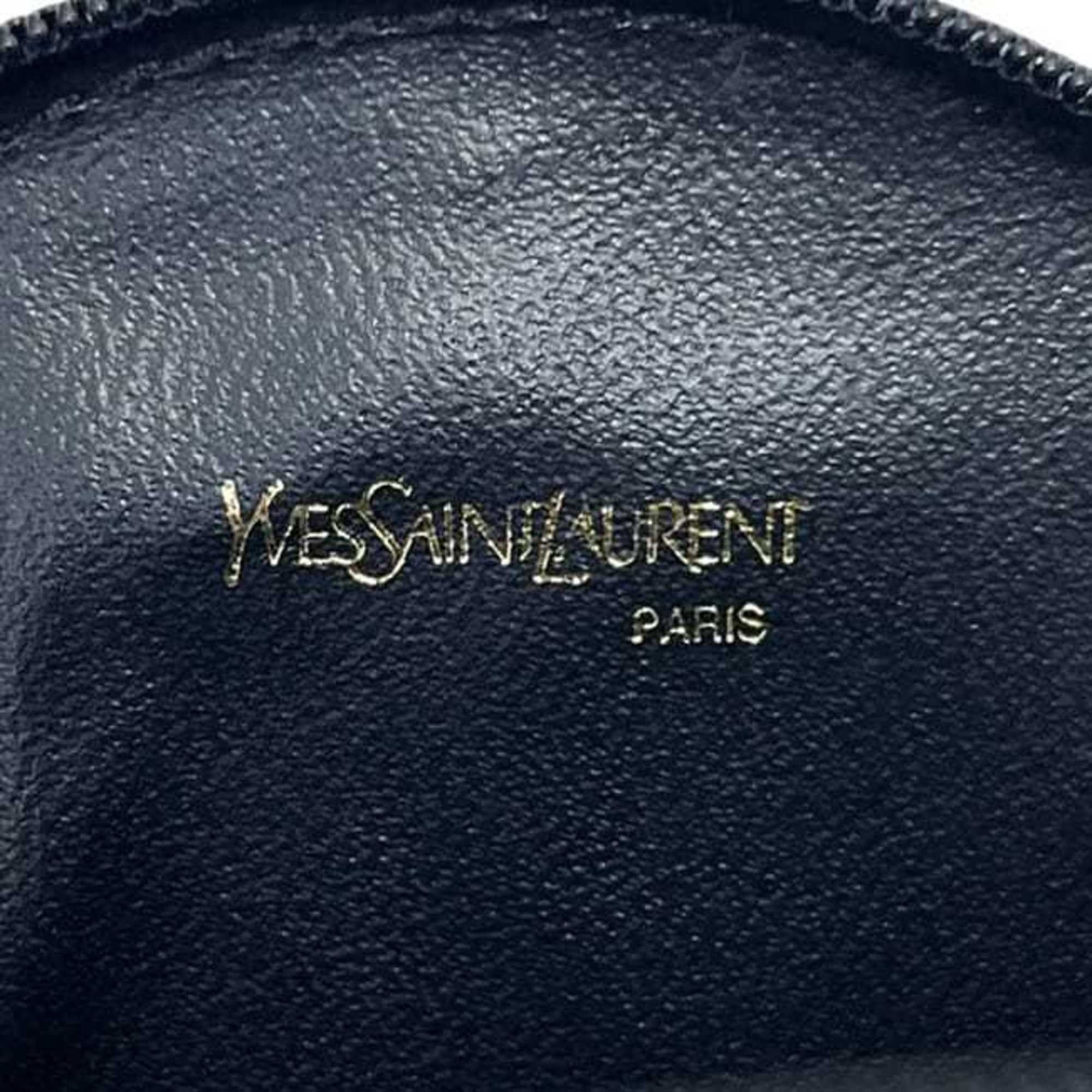 Yves Saint Laurent Yves Saint Laurent Coin Case ec-24317 Black Leather Studded Purse YVES SAINT LAURENT Y Compact Mini Wallet for Men and Women Grained Size ONE SIZE - 7 Thumbnail