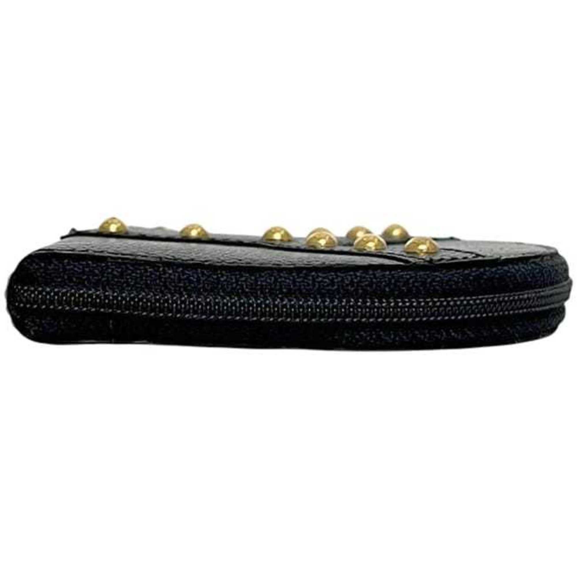 Yves Saint Laurent Yves Saint Laurent Coin Case ec-24317 Black Leather Studded Purse YVES SAINT LAURENT Y Compact Mini Wallet for Men and Women Grained Size ONE SIZE - 5 Thumbnail