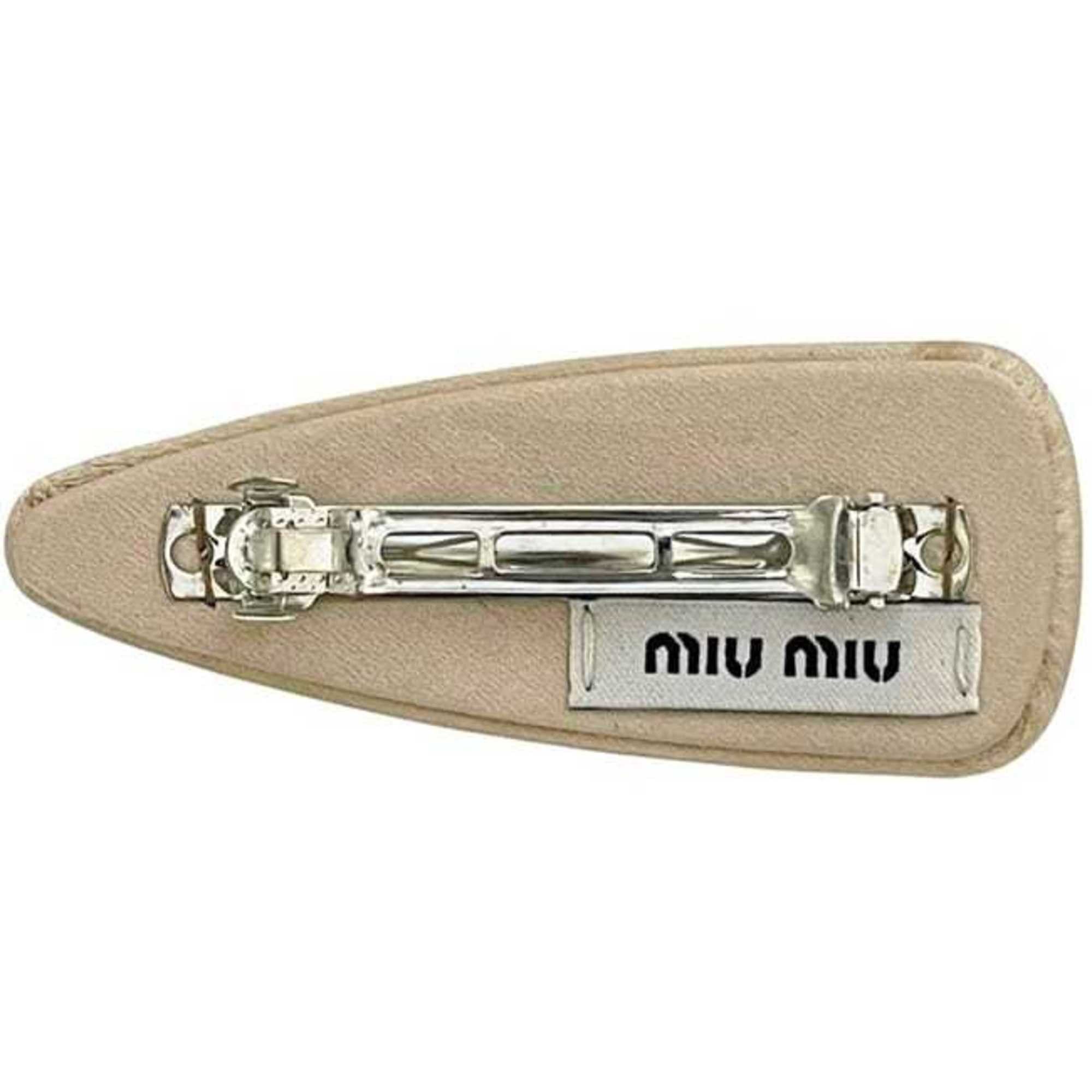 Miu Miu Miu Miu Miu Barrette f-24386 Beige SABBIA STARLIGHT 5IF092 2DDK F0036 Satin Stone Hair Clip Rhinestone Women's Size ONE SIZE - 5 Thumbnail