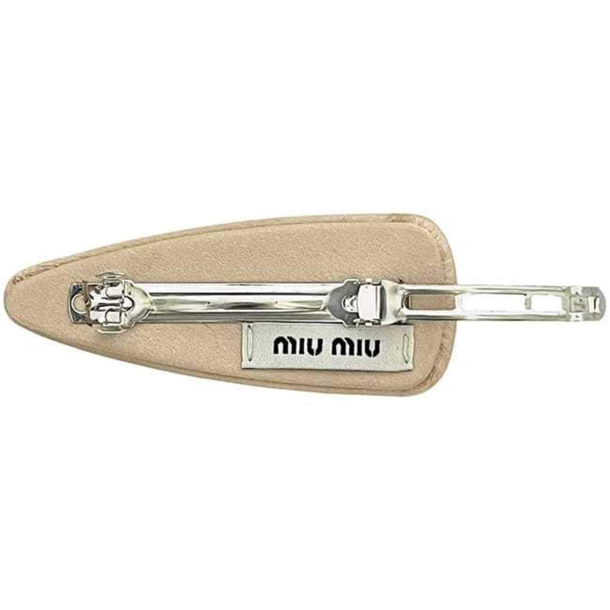 Miu Miu Miu Miu Miu Barrette f-24386 Beige SABBIA STARLIGHT 5IF092 2DDK F0036 Satin Stone Hair Clip Rhinestone Women's Size ONE SIZE - 6 Thumbnail