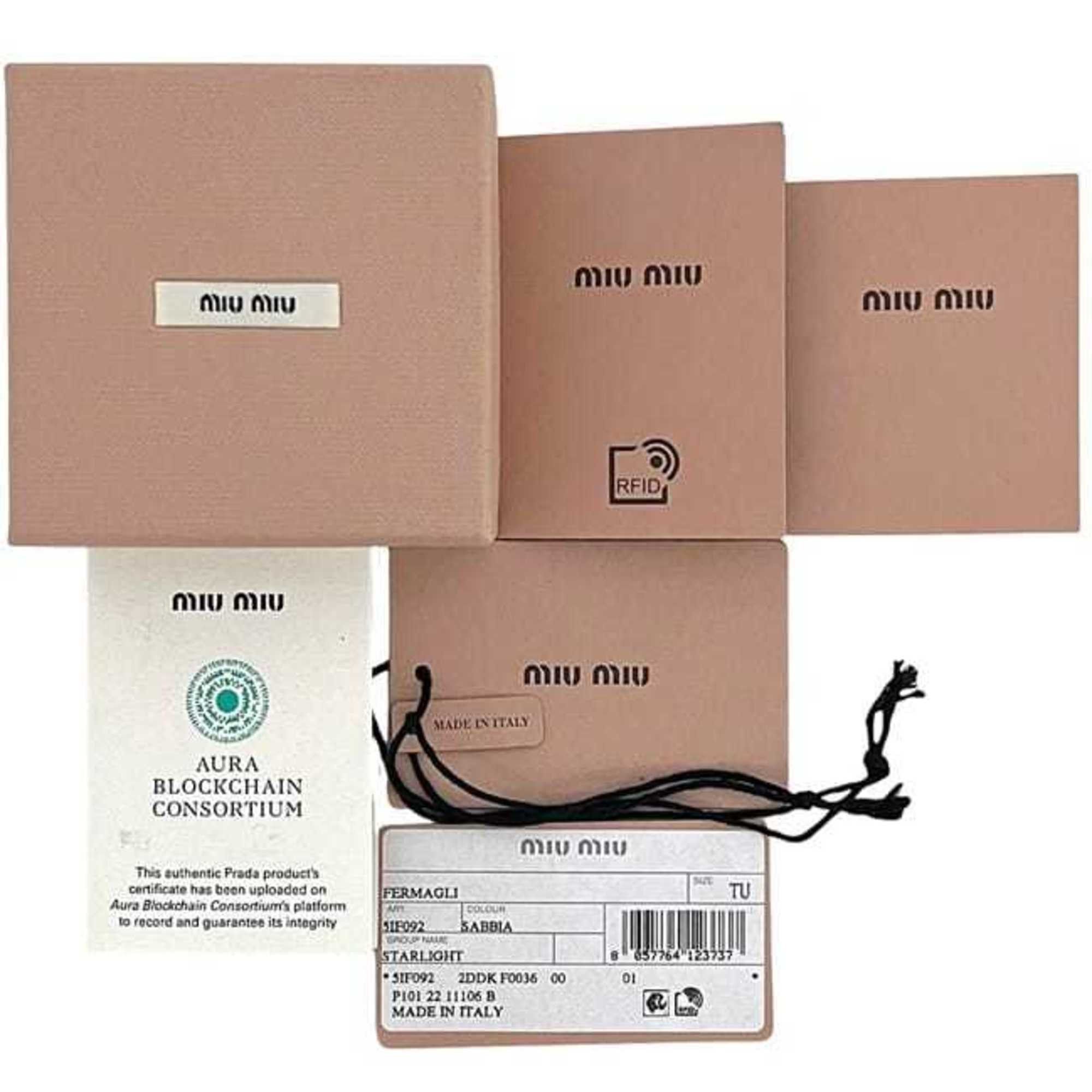 Miu Miu Miu Miu Miu Barrette f-24386 Beige SABBIA STARLIGHT 5IF092 2DDK F0036 Satin Stone Hair Clip Rhinestone Women's Size ONE SIZE - 8 Thumbnail