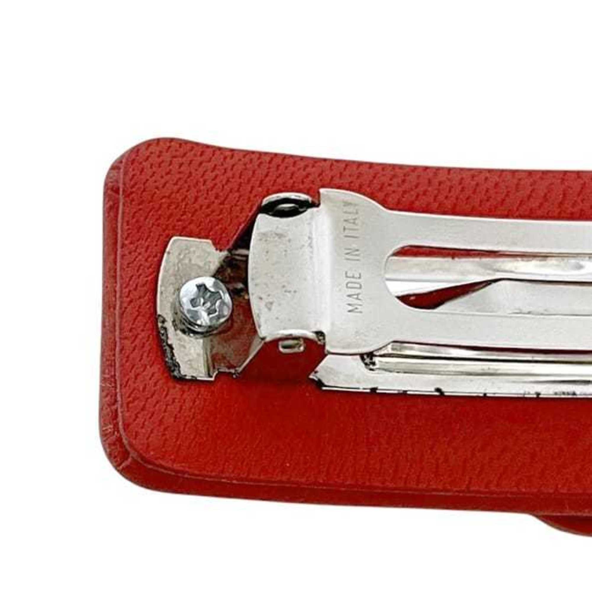 Salvatore Ferragamo Salvatore Ferragamo Barrette f-24329 Red Vara 34 7597/003 Leather Ribbon Hairpin Women's Clip Full Size ONE SIZE - 10 Thumbnail