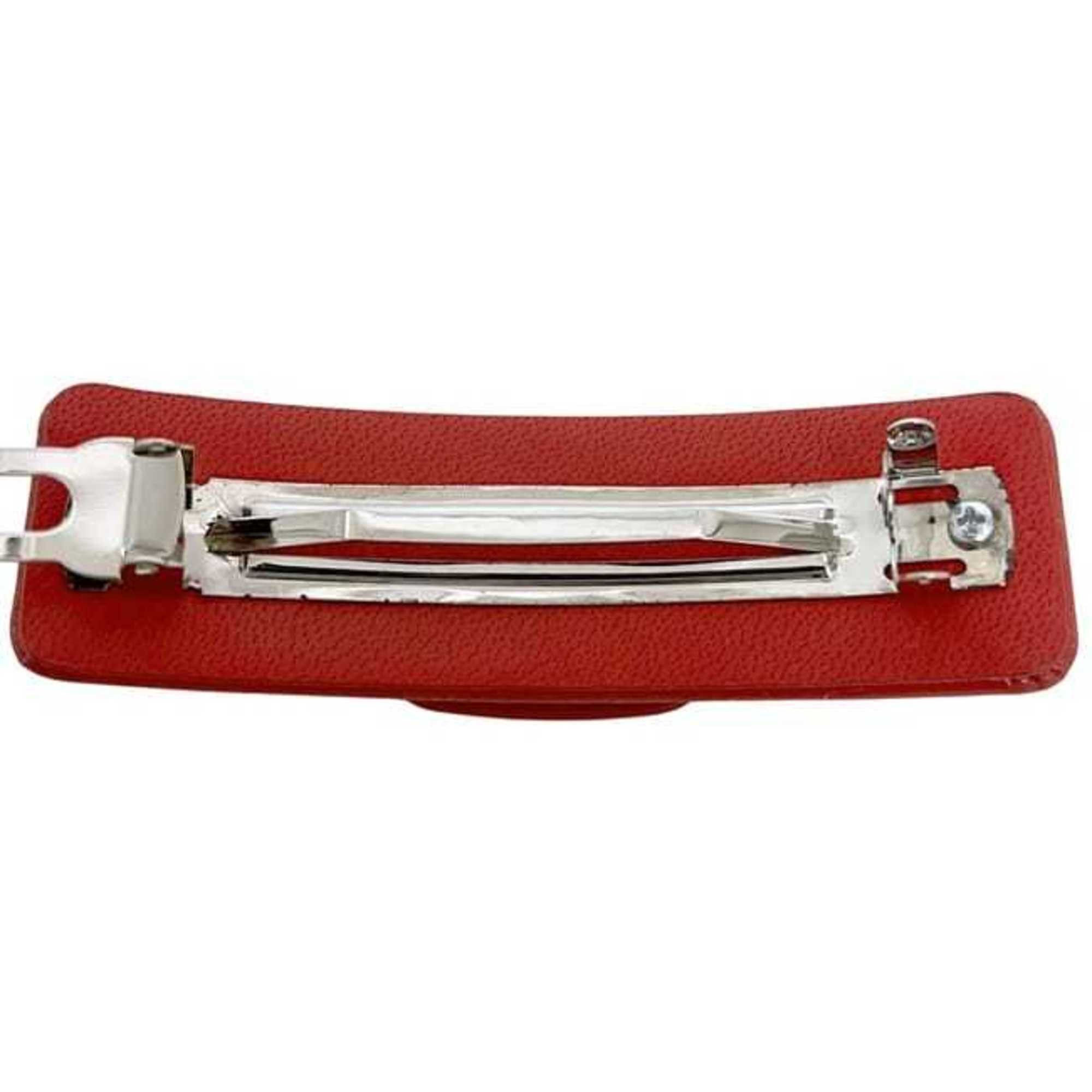 Salvatore Ferragamo Salvatore Ferragamo Barrette f-24329 Red Vara 34 7597/003 Leather Ribbon Hairpin Women's Clip Full Size ONE SIZE - 9 Thumbnail