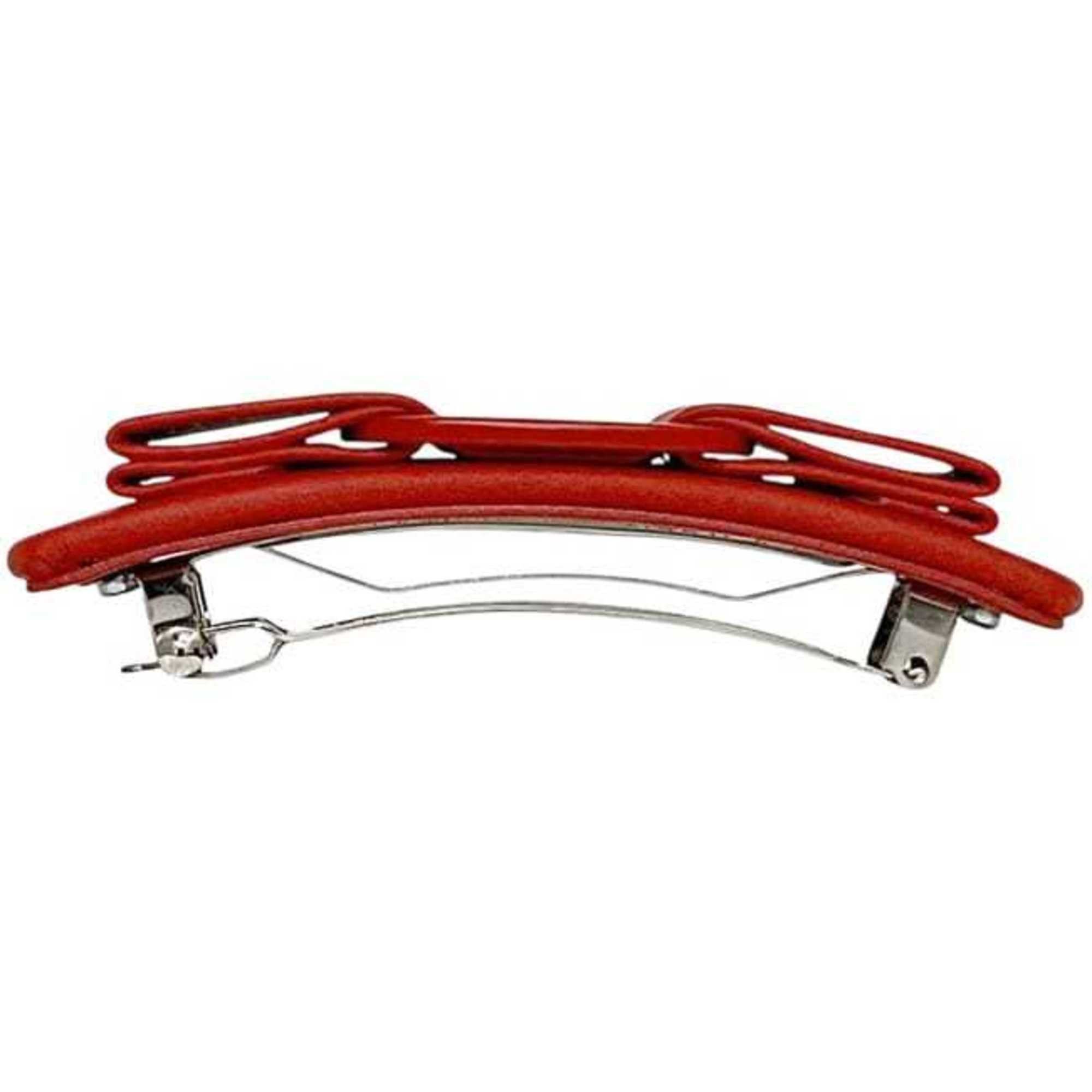 Salvatore Ferragamo Salvatore Ferragamo Barrette f-24329 Red Vara 34 7597/003 Leather Ribbon Hairpin Women's Clip Full Size ONE SIZE - 4 Thumbnail