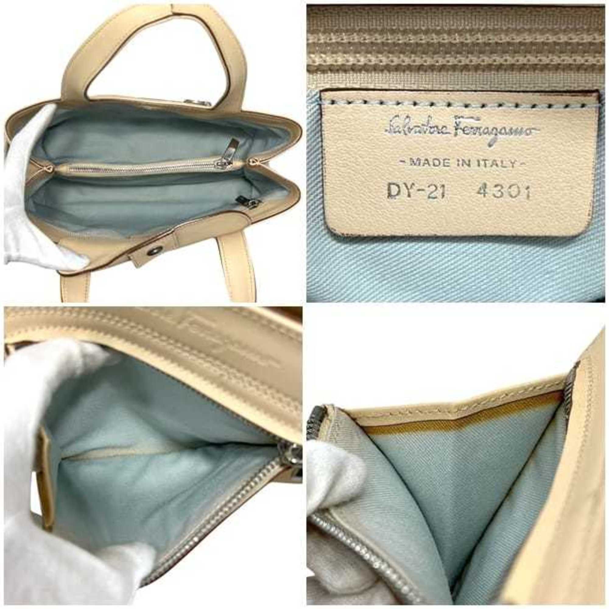 Salvatore Ferragamo Salvatore Ferragamo handbag ec-24374 beige Gancini DY-21 leather 4301 tote bag for women Size ONE SIZE - 5 Thumbnail