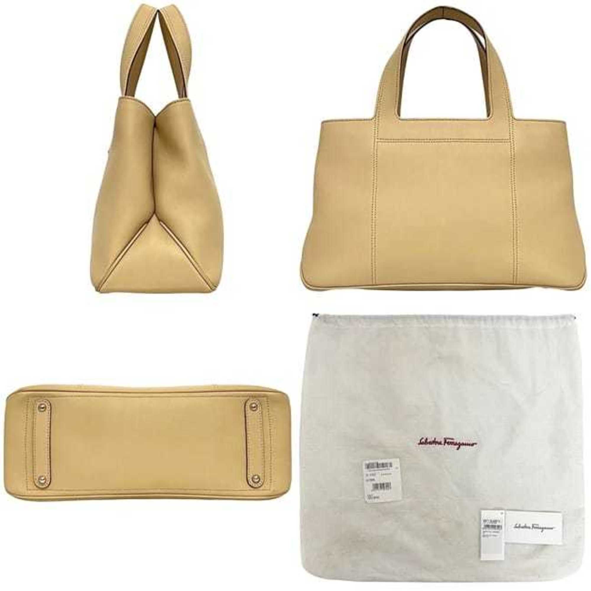 Salvatore Ferragamo Salvatore Ferragamo handbag ec-24374 beige Gancini DY-21 leather 4301 tote bag for women Size ONE SIZE - 3 Thumbnail