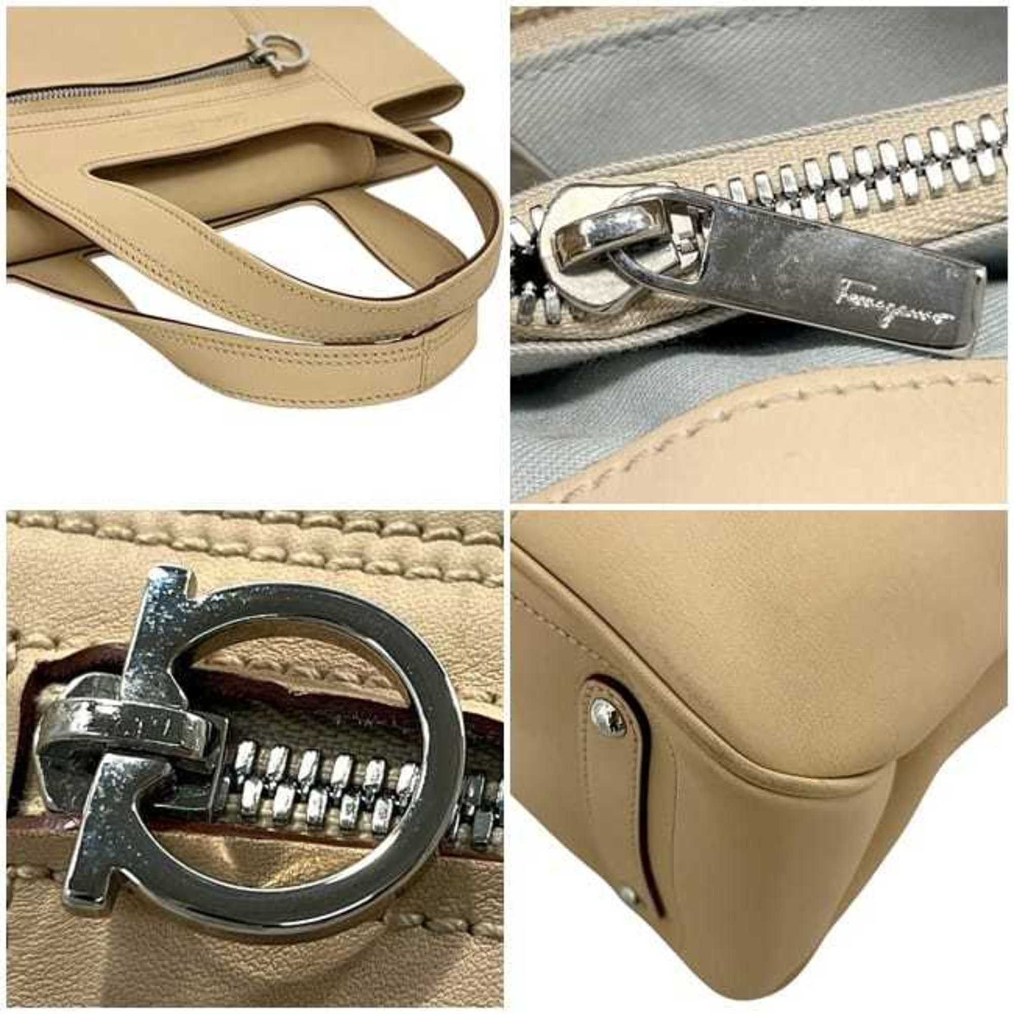 Salvatore Ferragamo Salvatore Ferragamo handbag ec-24374 beige Gancini DY-21 leather 4301 tote bag for women Size ONE SIZE - 4 Thumbnail
