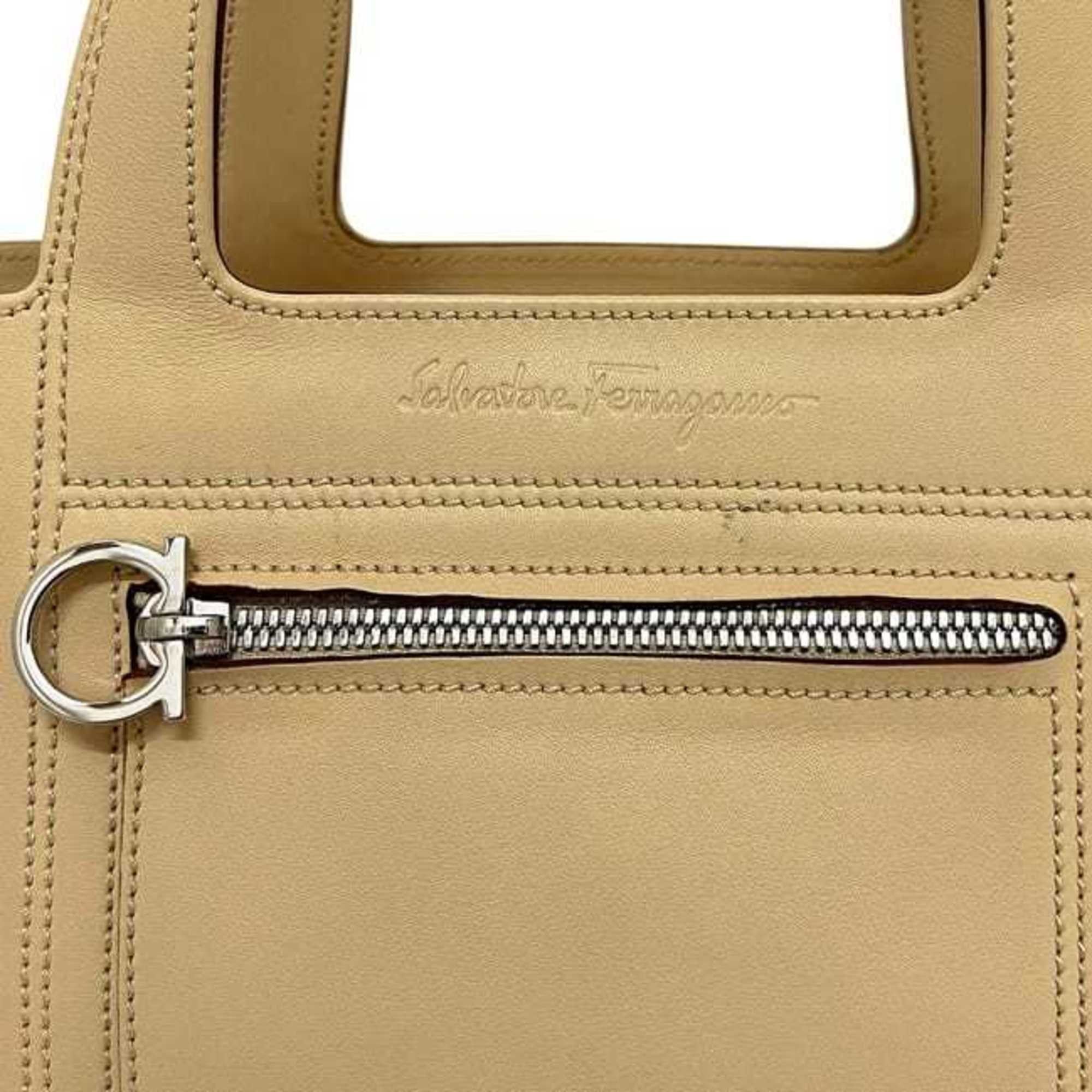 Salvatore Ferragamo Salvatore Ferragamo handbag ec-24374 beige Gancini DY-21 leather 4301 tote bag for women Size ONE SIZE - 10 Thumbnail