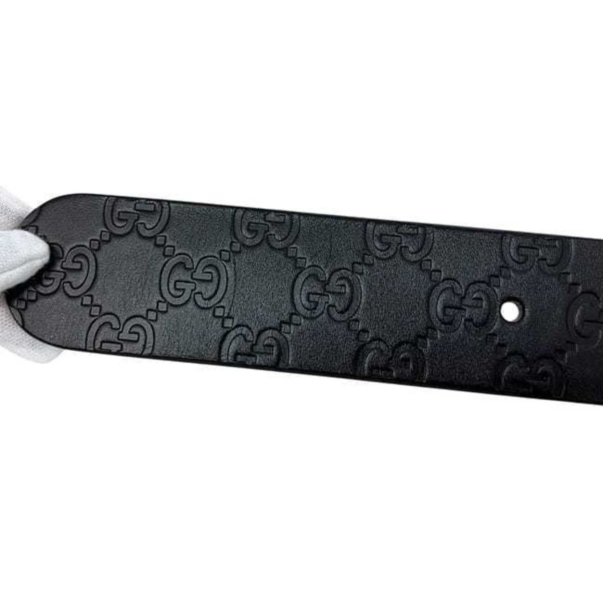 Gucci Gucci belt ec-24402 black striped 211362 479610 90 36 waist 90cm leather GUCCI GG embossed men's women's Size ONE SIZE - 9 Thumbnail