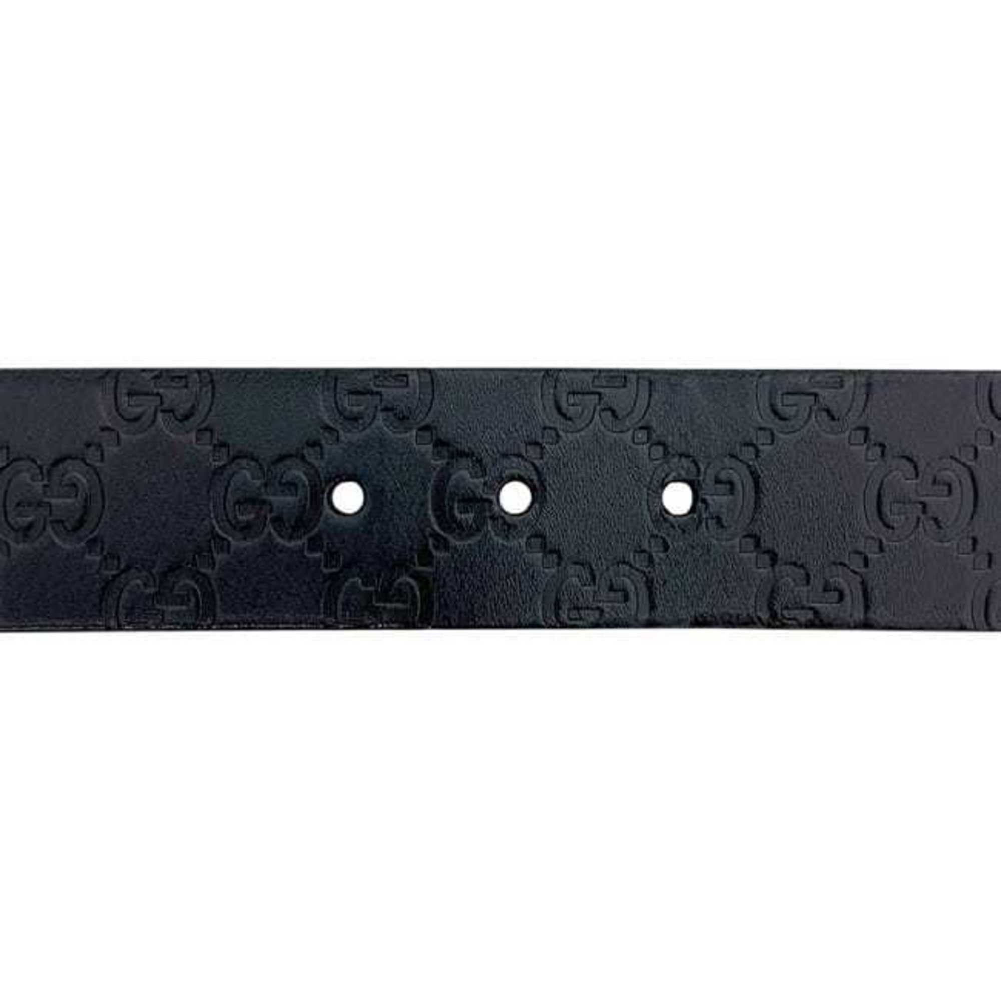 Gucci Gucci belt ec-24402 black striped 211362 479610 90 36 waist 90cm leather GUCCI GG embossed men's women's Size ONE SIZE - 4 Thumbnail