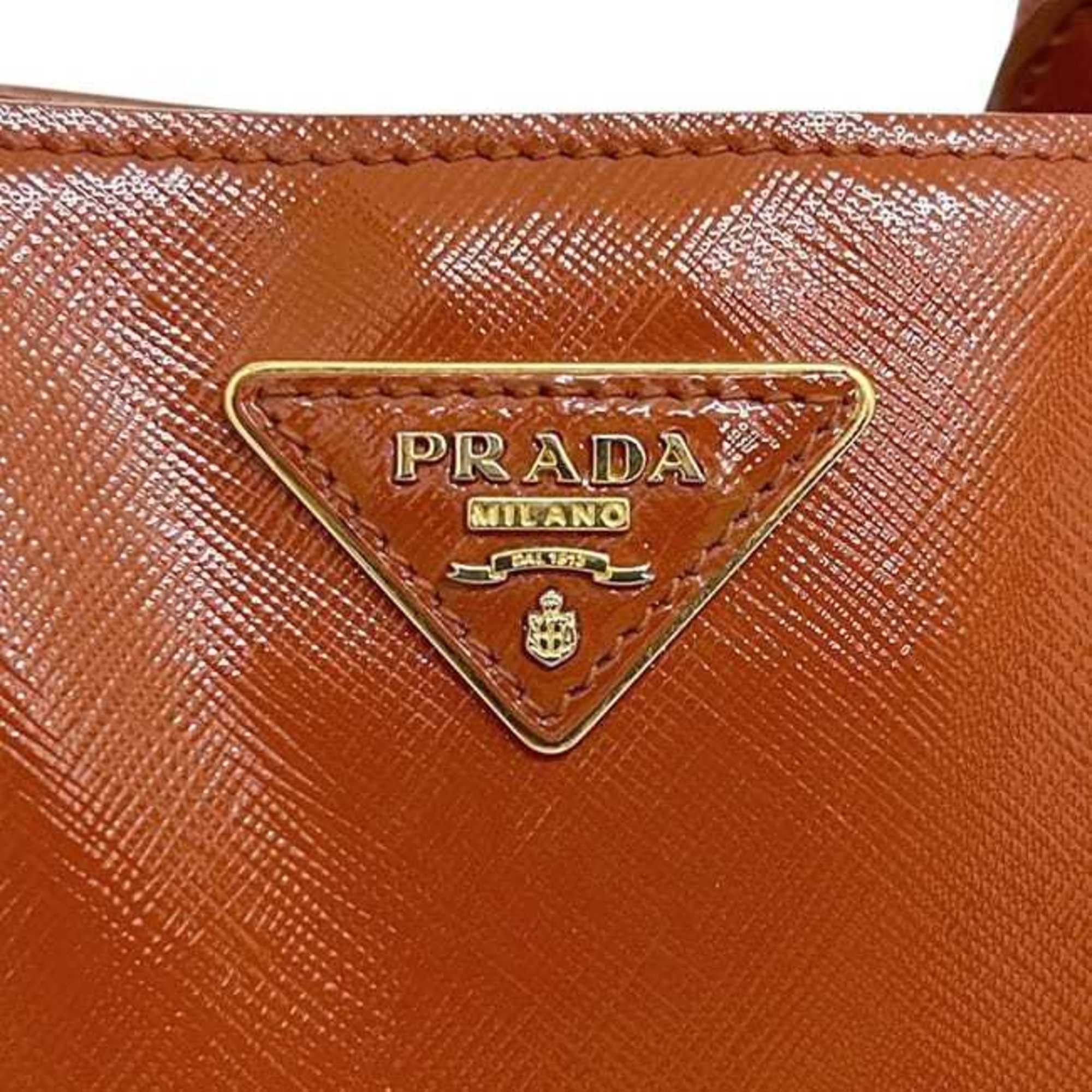 Prada Prada 2-way bag f-24359 orange patent leather 103 PRADA tote bag, crossbody handbag, for men and women, triangular plate Size ONE SIZE - 7 Thumbnail