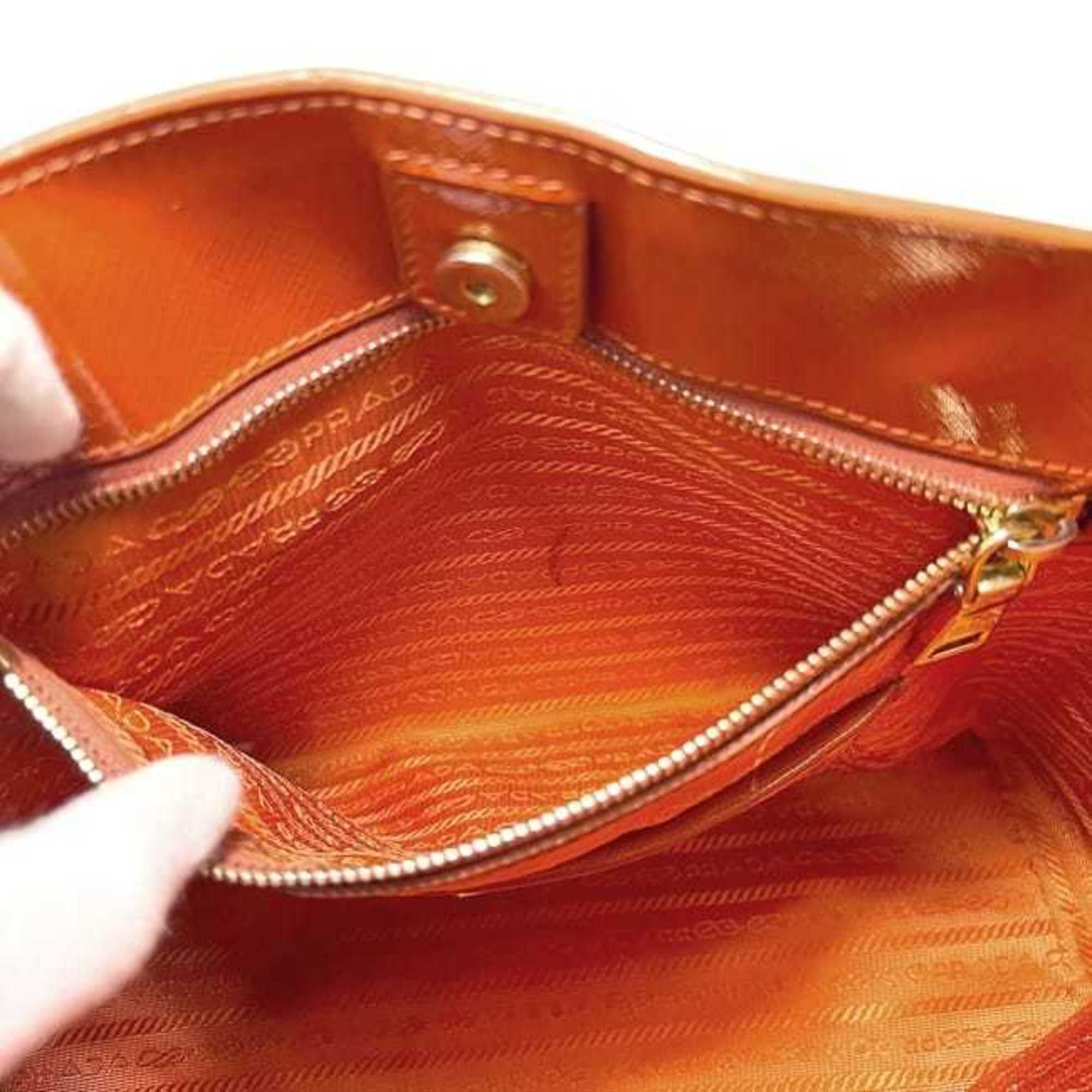 Prada Prada 2-way bag f-24359 orange patent leather 103 PRADA tote bag, crossbody handbag, for men and women, triangular plate Size ONE SIZE - 6 Thumbnail
