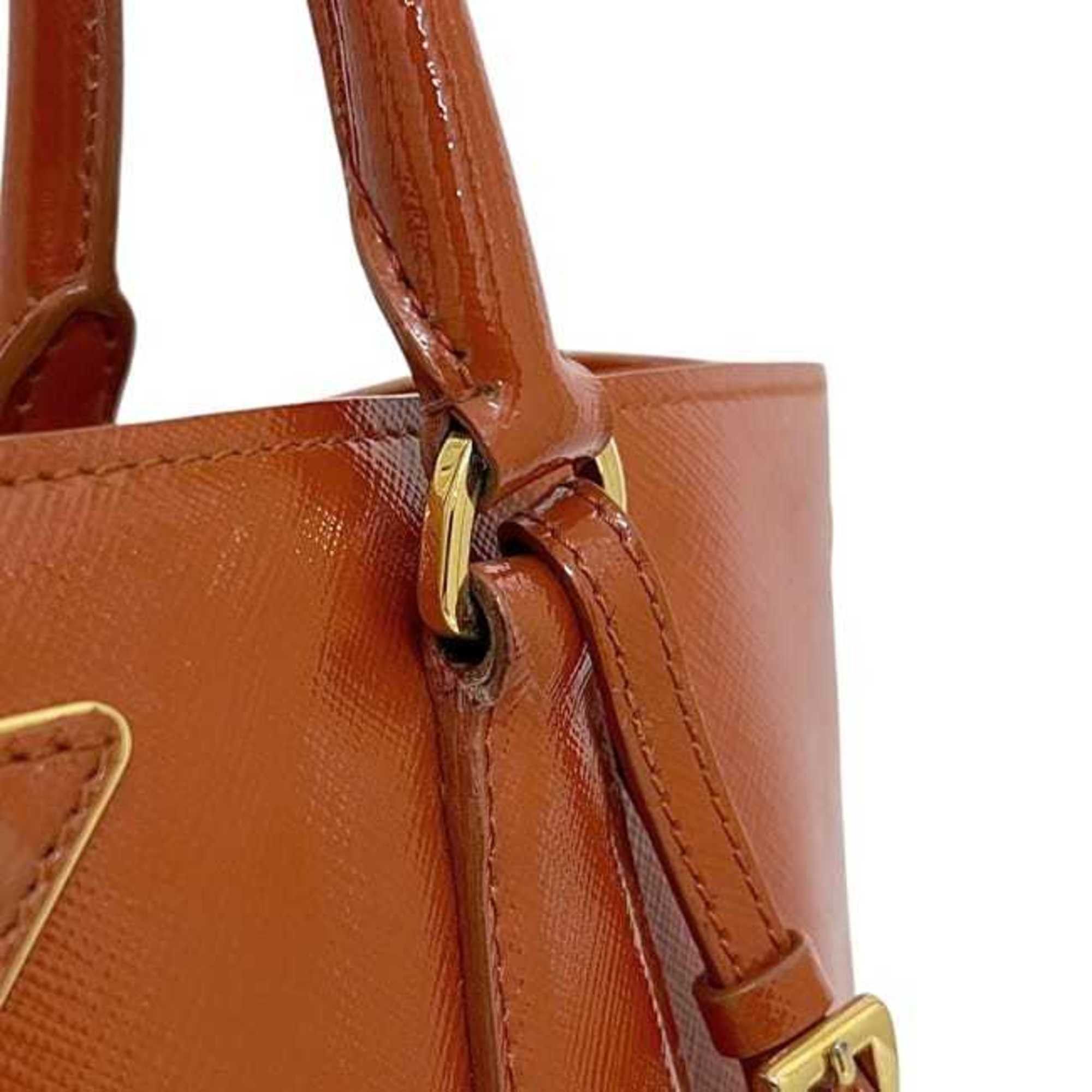 Prada Prada 2-way bag f-24359 orange patent leather 103 PRADA tote bag, crossbody handbag, for men and women, triangular plate Size ONE SIZE - 8 Thumbnail