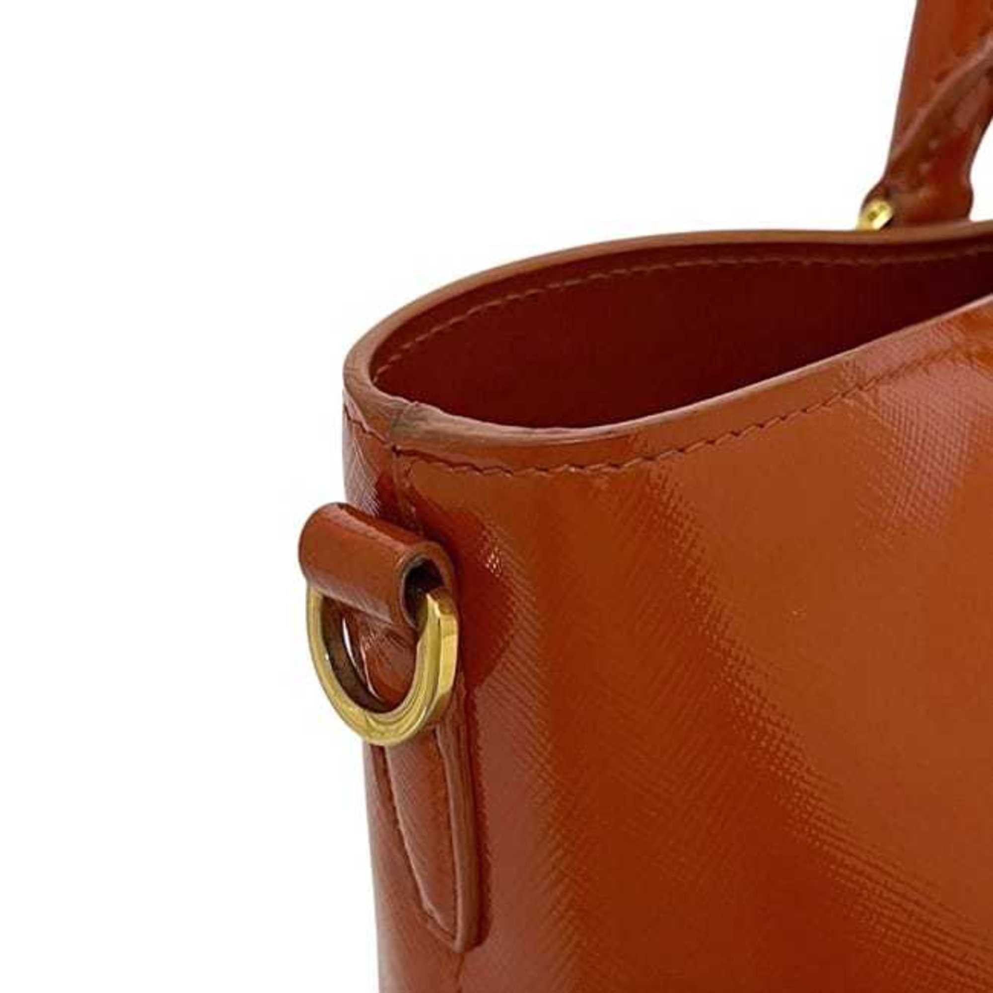 Prada Prada 2-way bag f-24359 orange patent leather 103 PRADA tote bag, crossbody handbag, for men and women, triangular plate Size ONE SIZE - 9 Thumbnail