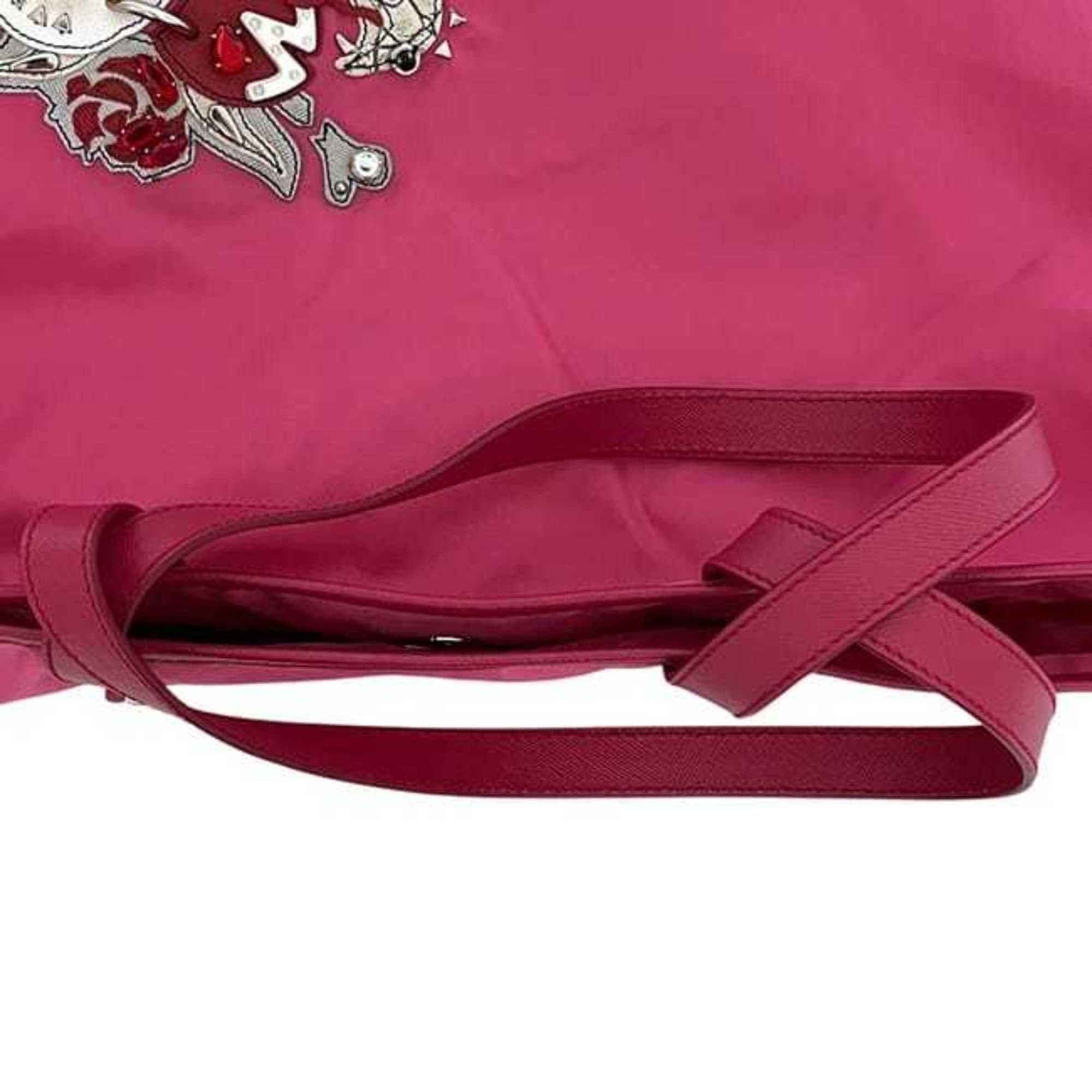 Prada Prada Tote Bag ec-24459 Pink Tessuto B4605C Nylon Saffiano Leather 110 PRADA Snake Stone Studs Men's Women's Size ONE SIZE - 11 Thumbnail