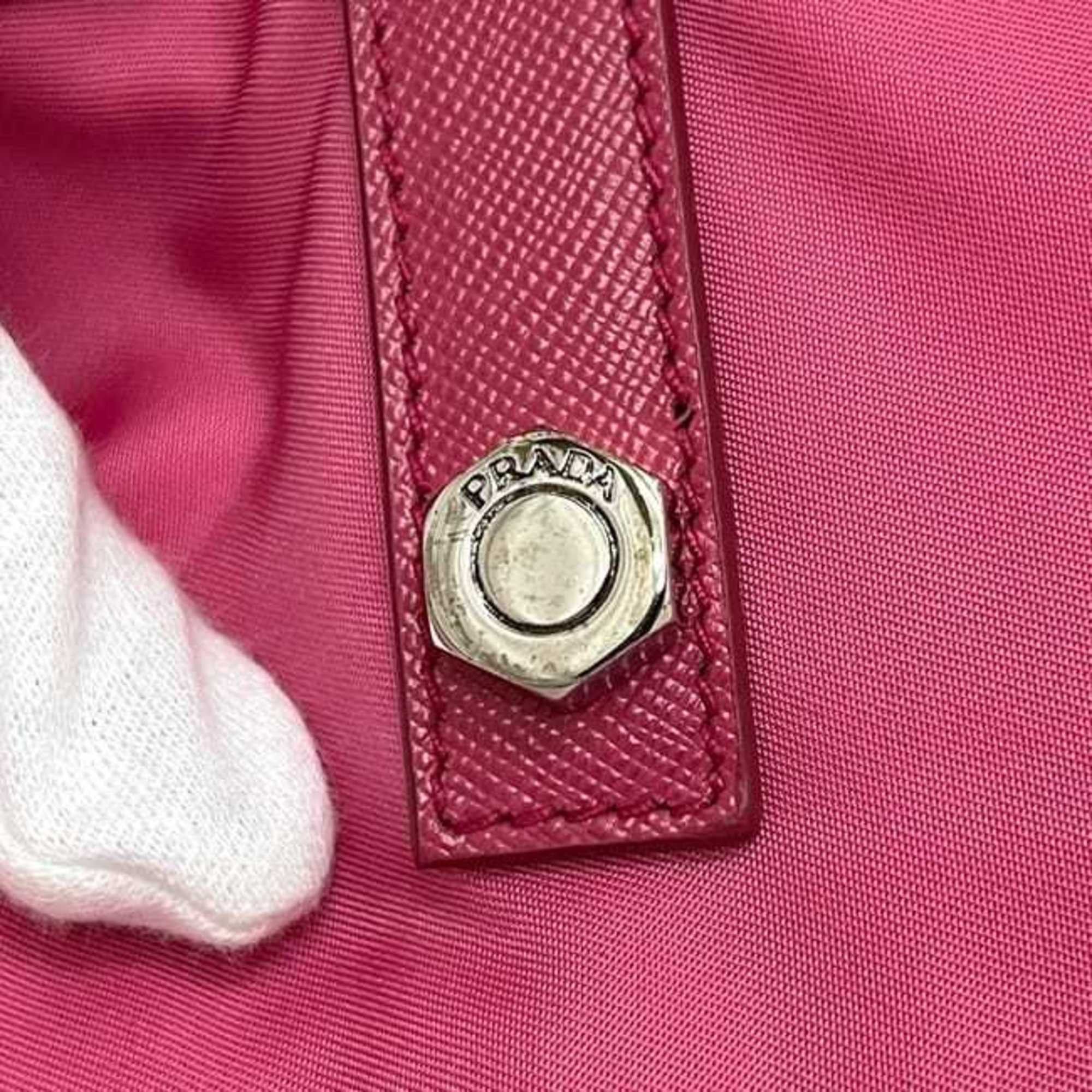 Prada Prada Tote Bag ec-24459 Pink Tessuto B4605C Nylon Saffiano Leather 110 PRADA Snake Stone Studs Men's Women's Size ONE SIZE - 9 Thumbnail