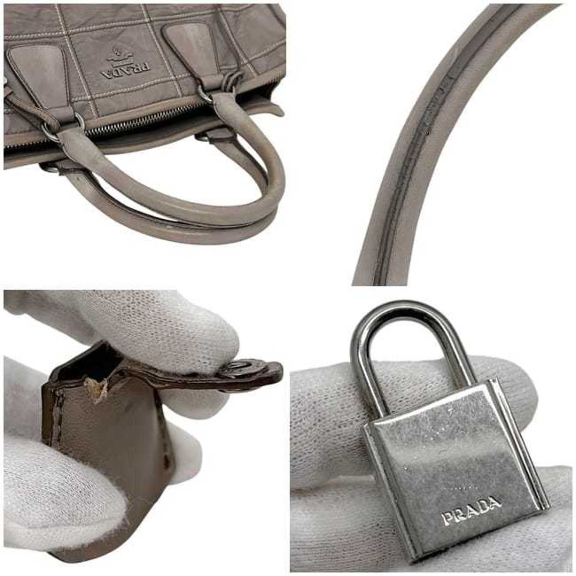Prada Prada 2-way bag f-24448 Gray BN2217 Nappa leather 180 PRADA tote bag, crossbody shoulder with stitching, women's handbag Size ONE SIZE - 10 Thumbnail