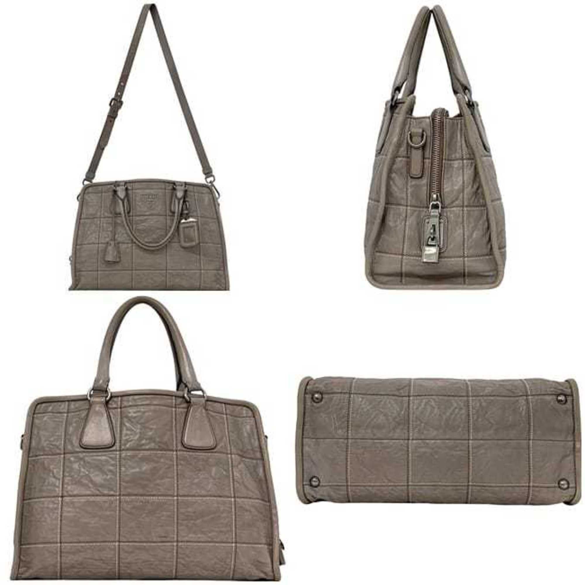 Prada Prada 2-way bag f-24448 Gray BN2217 Nappa leather 180 PRADA tote bag, crossbody shoulder with stitching, women's handbag Size ONE SIZE - 3 Thumbnail