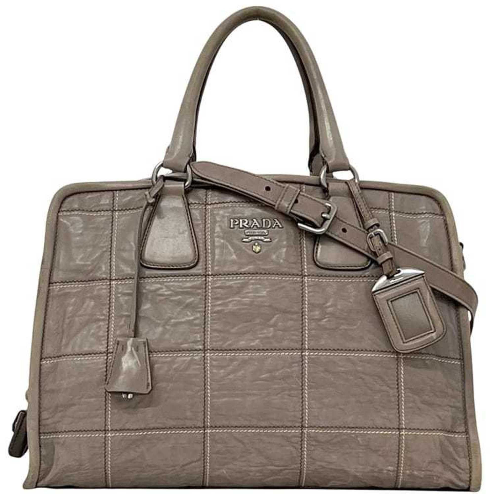 Prada Prada 2-way bag f-24448 Gray BN2217 Nappa leather 180 PRADA tote bag, crossbody shoulder with stitching, women's handbag Size ONE SIZE - 2 Thumbnail
